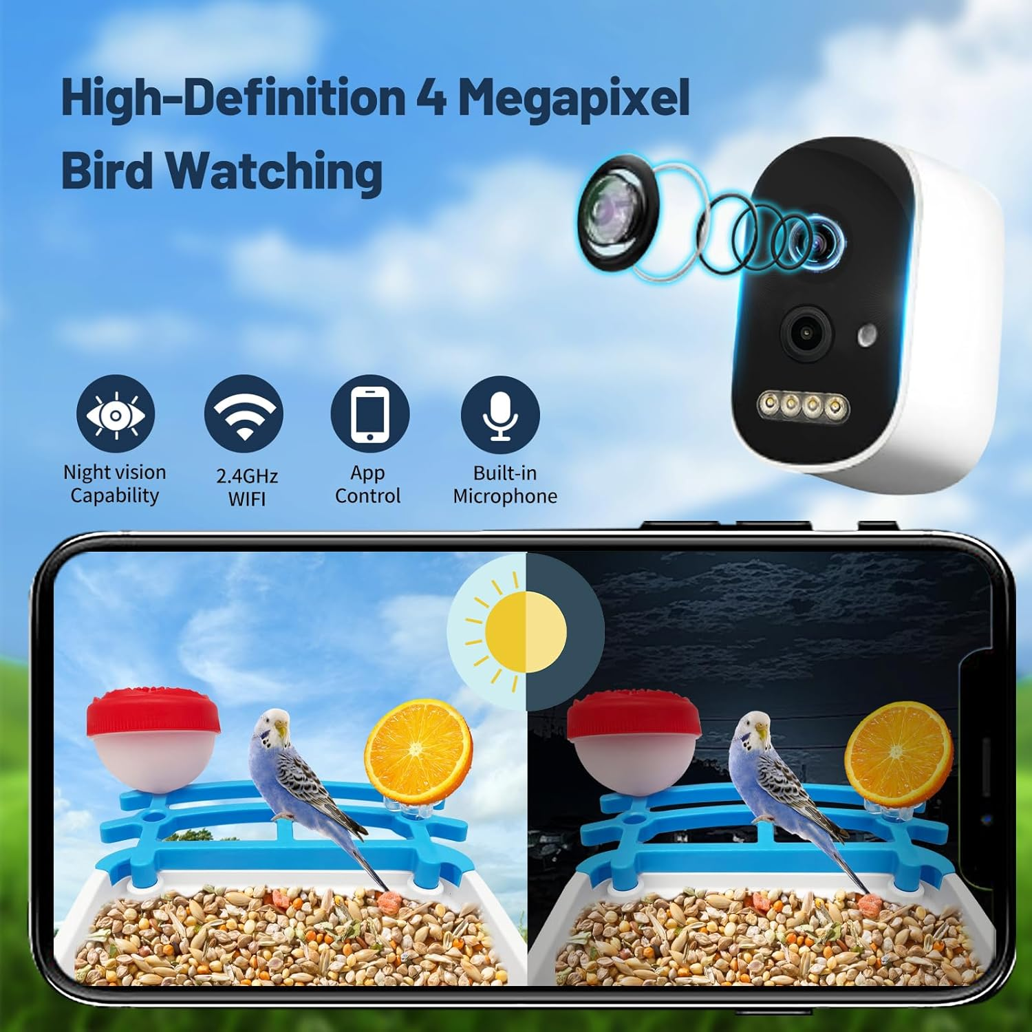 Smart Bird Feeder with Camera, 2.5L 4K HD AI Identification Bird Watching Camera with Solar Powered, Ideal Gift for Mom