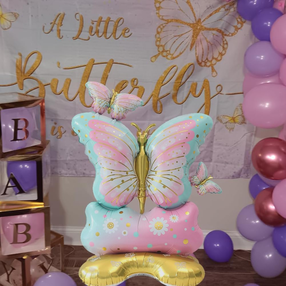 SUNSK Butterfly Balloons 4D Standing Foil Balloon Large Birthday Balloons XXL Insect Aluminium Foil Balloon Birthday Party Decoration for Girls Women (Pack of 2) image number 2