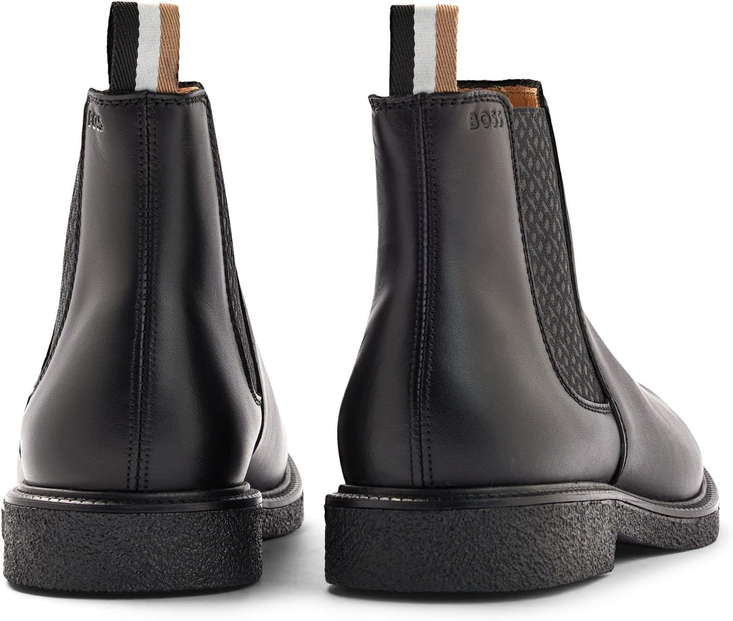 BOSS Men'S Tunley Cheb Leather Chelsea Boots with Signature Details, Size