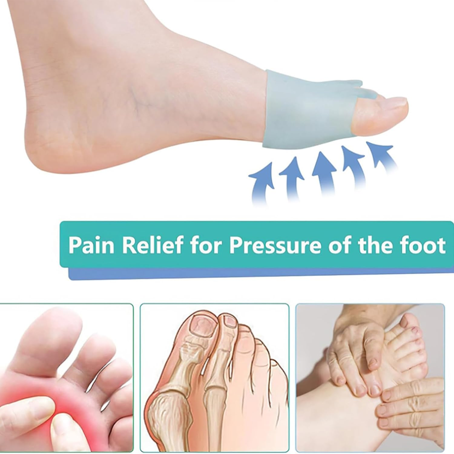 4PCS Hyggear Silicone Toe Separators, Toe Spacers & Metatarsal Pads, Five-Hole Honeycomb Forefoot Pads, Hallux Valgus Corrector, Breathable & Soft, Uniex image number 1