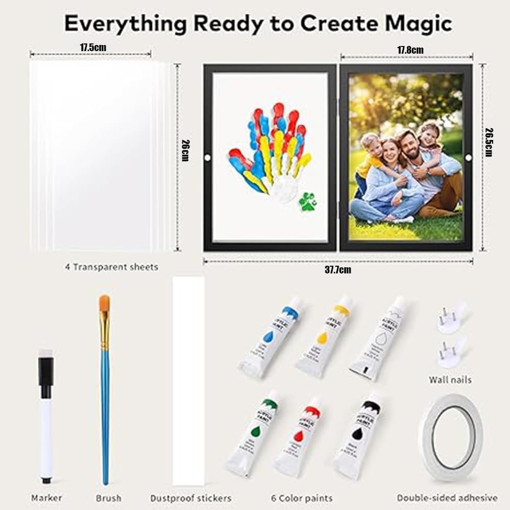 DIY Craft Souvenir Photo Frame, Family Handprint Photo Frame, Handprint Decoration Kit, Suitable for Parents and Newborns, Couples, Anniversary Home Items image number 6