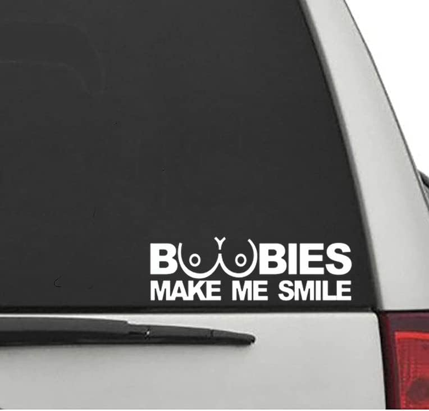 Boobies Make ME Smile Decal Sticker Car Styling Car Decal Funny Window Bumper Decal Sticker Suitable for Cars, Trucks image number 3