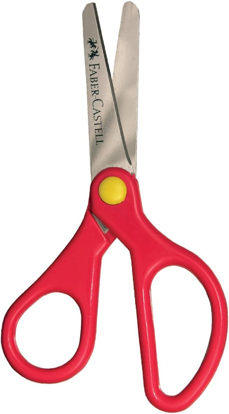 Faber-Castell Creativity for Kids Child Safe Scissors - Safety Scissors for Kids, Red