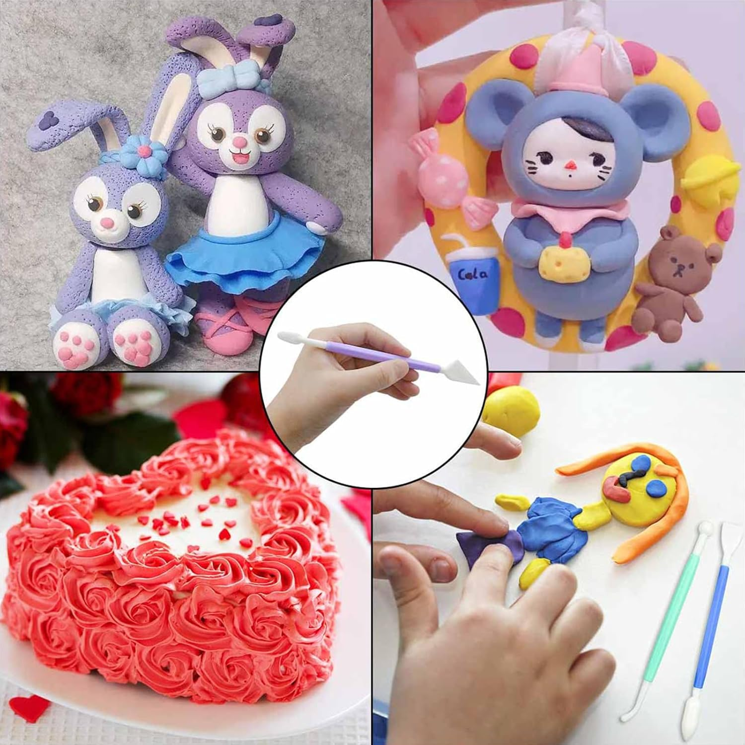 KOZTOL 8Pcs Clay Tools Kit, Polymer Clay Dotting Tools, Clay Sculpting Tools, Double-Sided Plastic Modeling Kit for Polymer Clay, DIY Pottery, Fondant & Art & Craft Supplies image number 5