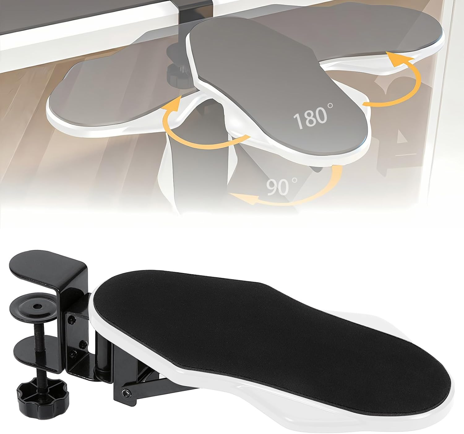 Hovadova Computer Arm Rest for Desk, 180&deg; Adjustable Rotating Desk Extender Tray, 90&deg; Foldable Elbow Arm Support, Ergonomic Desk Arm Wrist Rest Shelf for Home and Office