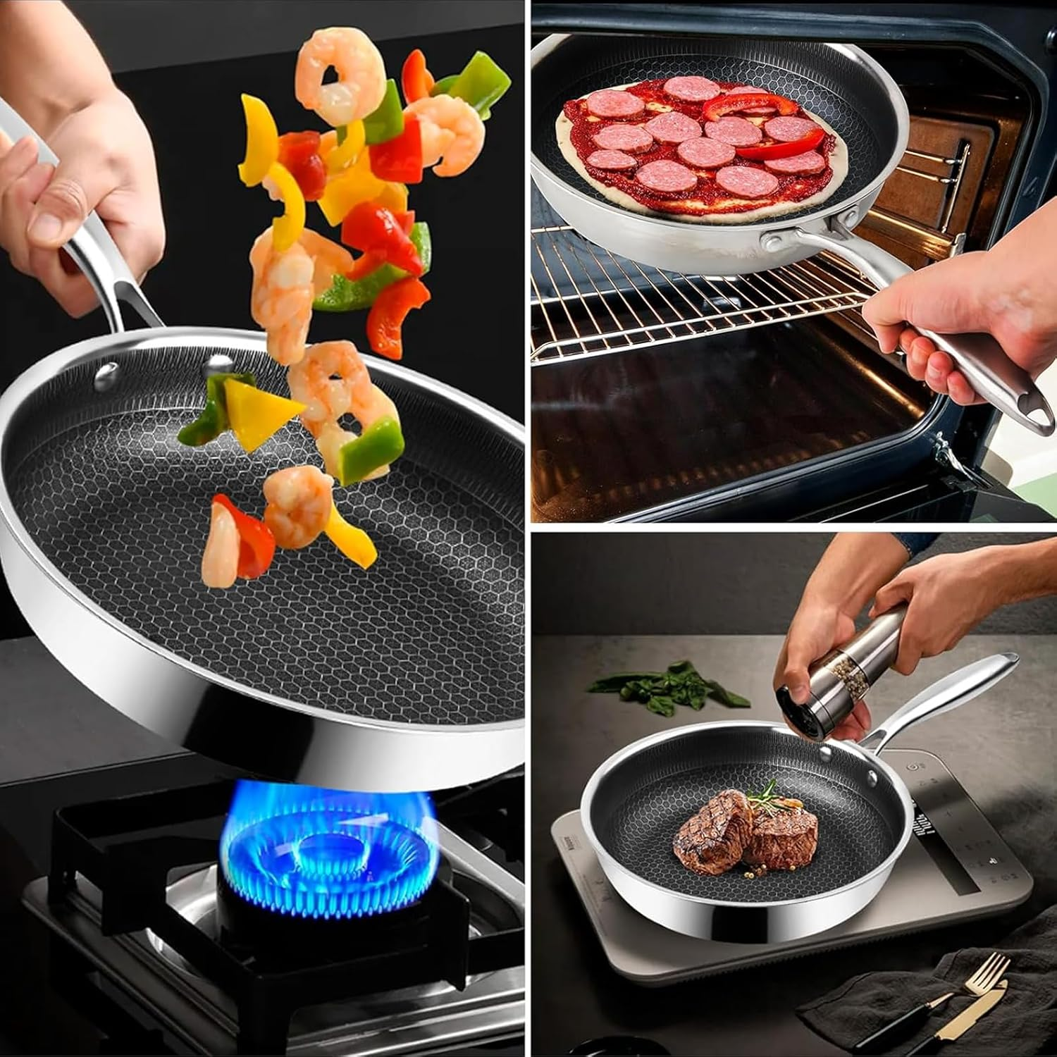 Hybrid Nonstick Frying Pan, 28Cm, Stay-Cool Handle, Dishwasher and Oven-Safe, Induction Ready, Compatible with All Cooktops image number 3