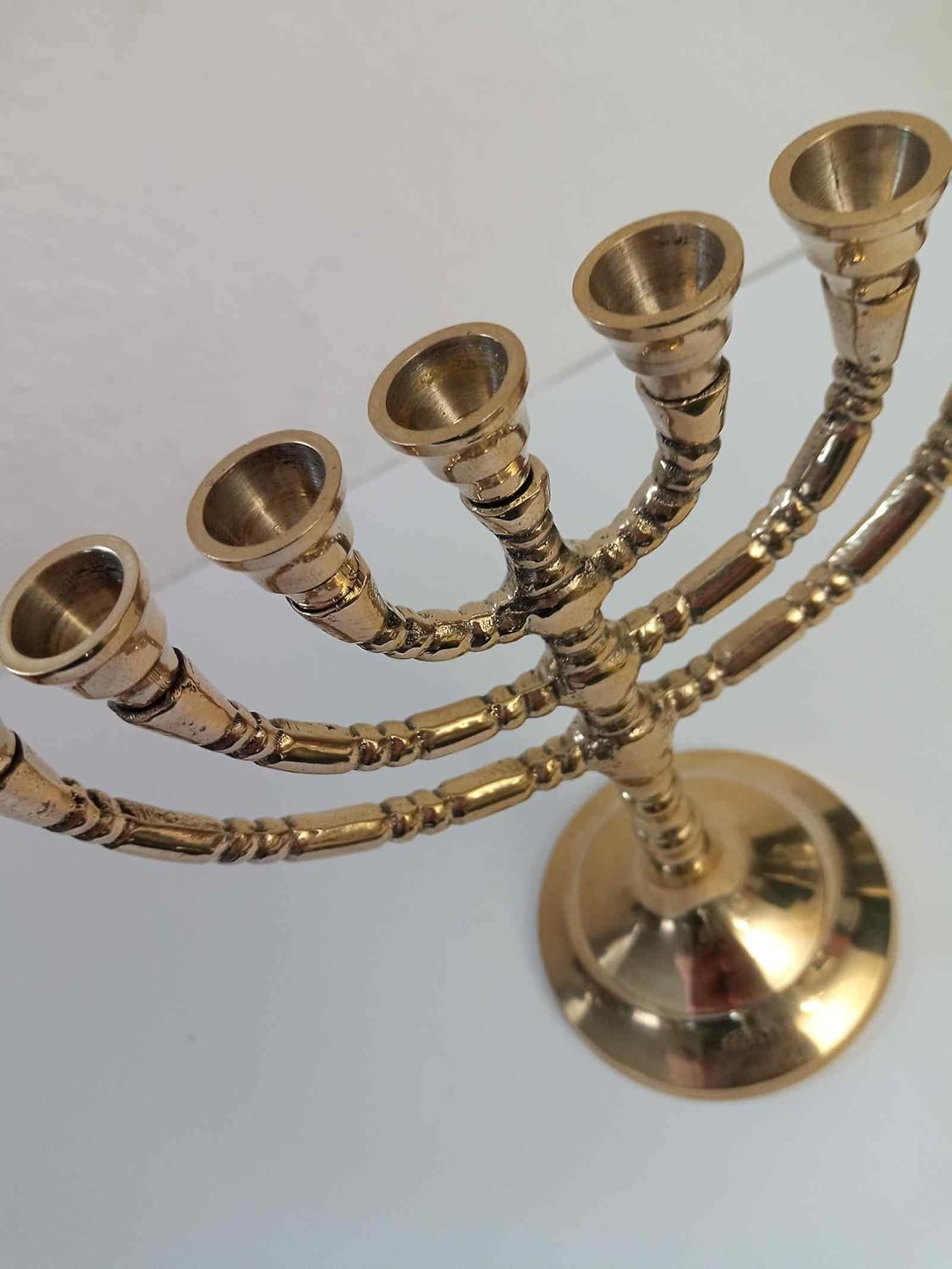 Enhance Your Hanukkah Celebration with a Traditional and Durable Solid Brass 7-Arm Menorah, 6 Inch Height