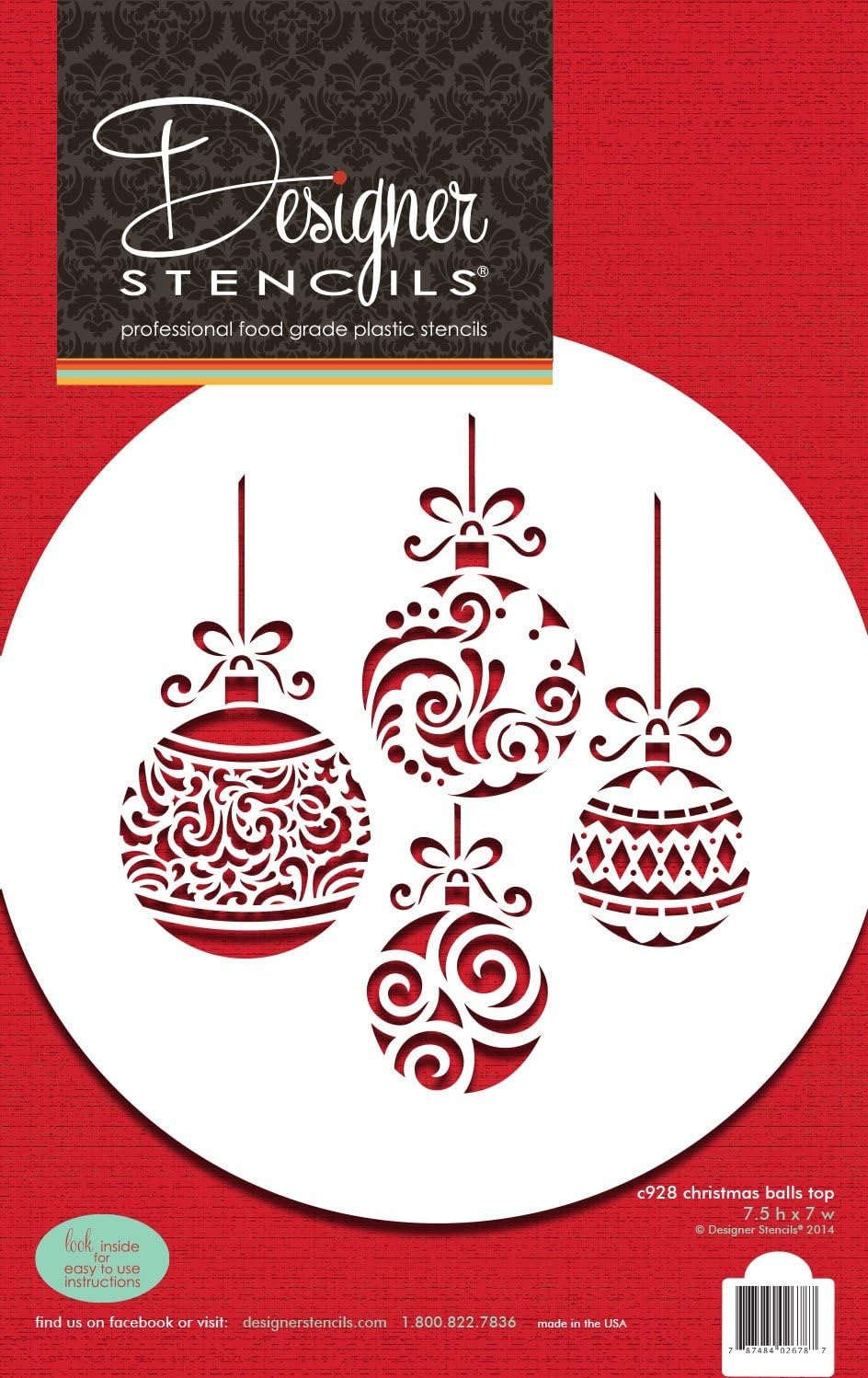 Christmas Balls Cake Stencil Top by Designer Stencils image number 2