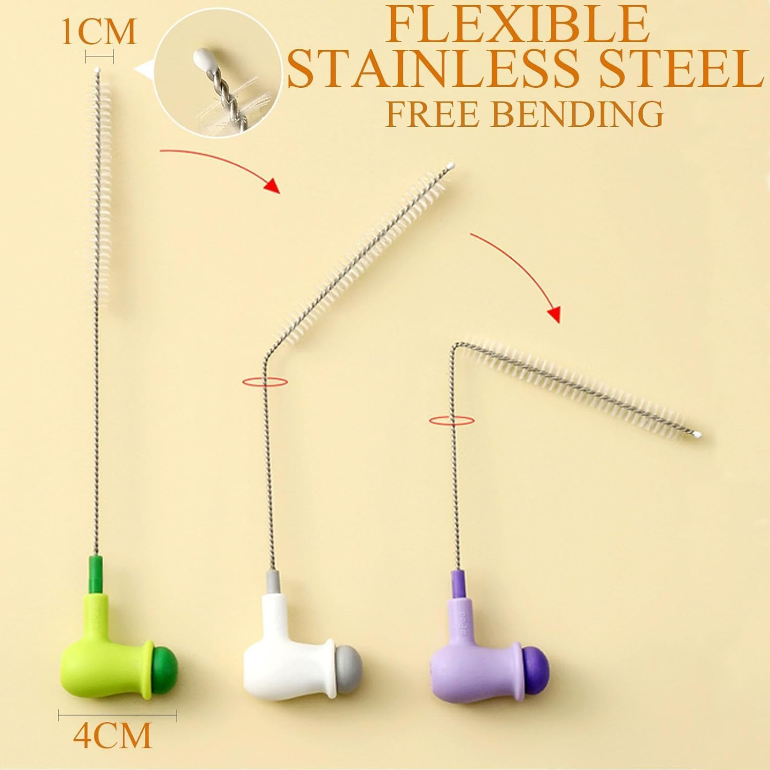 3 Pieces Straw Cleaning Brush, Creative Straw Cleaner Brush, Thin Bottle Brush, Nylon Small Bottle Cleaner Brush, Straw Brushes for Cleaning for Water Bottles Glasses Teapot Spouts Sink image number 3