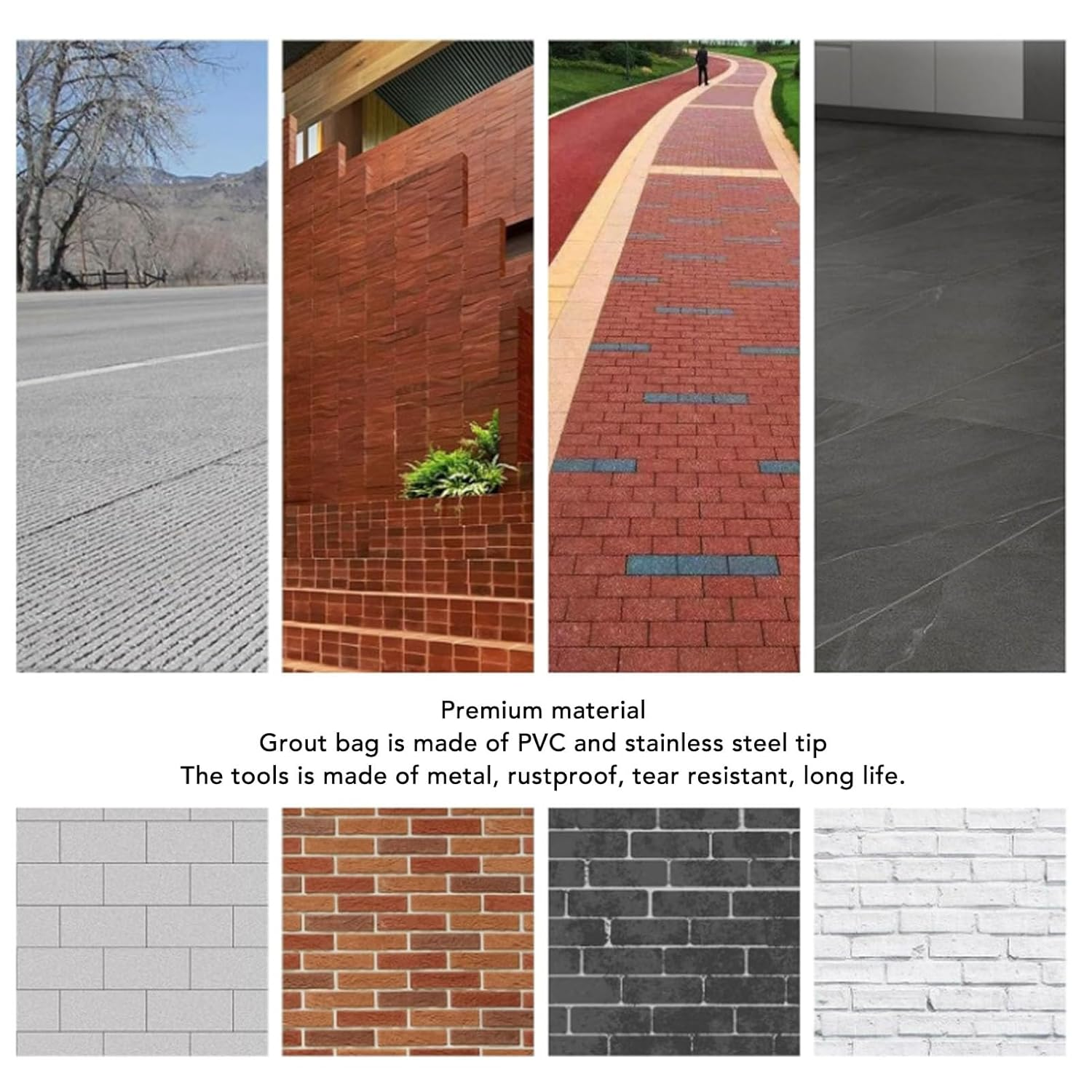 Heavy Duty PVC Mortar Bags Set with Brick Jointer Tuck Pointer for Tile Grout Masonry Mortar Reusable Easy to Cement Sealer Bag for Piping image number 1