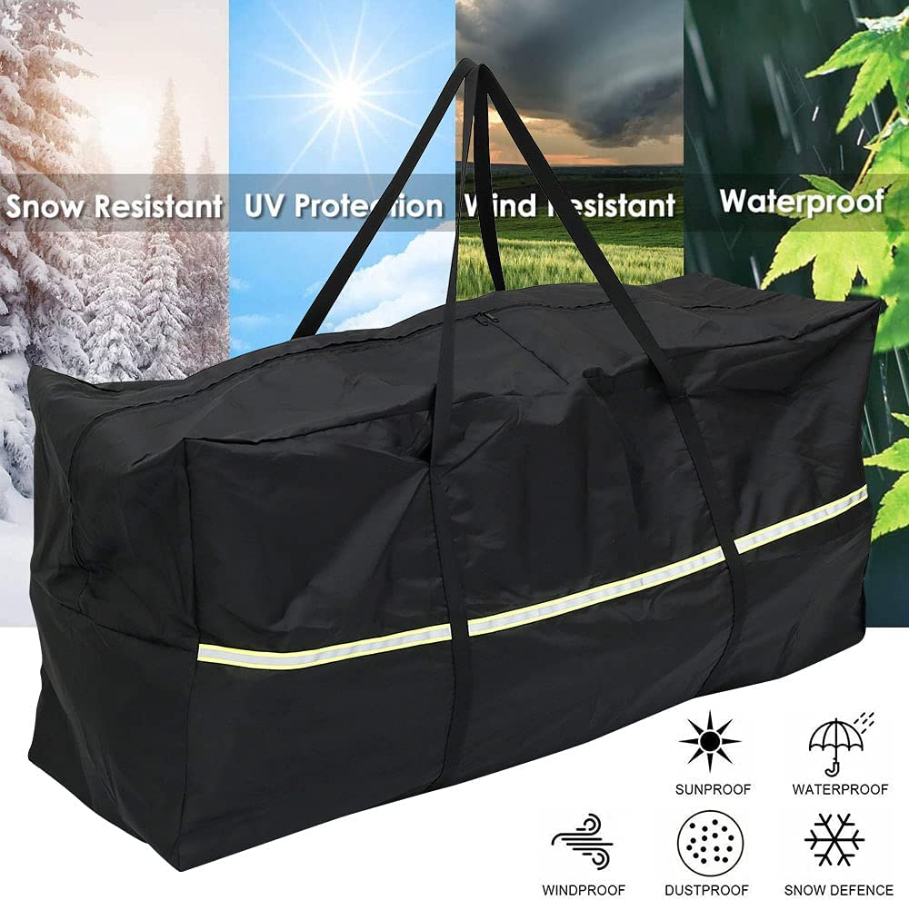 Garden Furniture Cushion Storage Bag,210D Oxford Fabric Christmas Tree Storage Bag,Outdoor Waterproof Anti-Uv Heavy Duty Rip Proof Carry Case Organiser with Handle & Zipper (173 * 76 * 51)