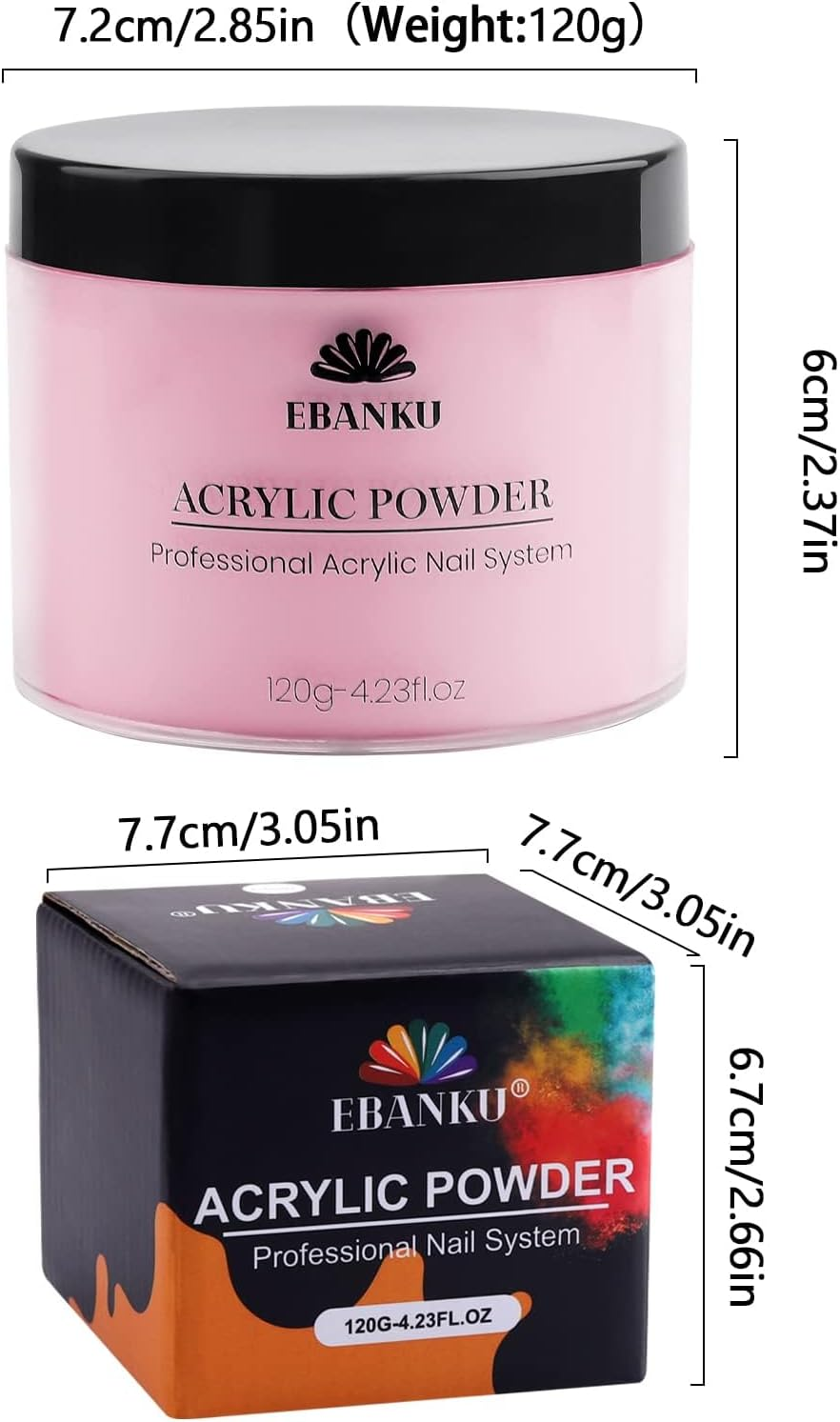 EBANKU Pink Acrylic Powder, 120G/4.23Oz Acrylic Powder Large Capacity Professional Acrylic Nail Powder for Nail Acrylic Extension, Nail Carving, Long-Lasting, No Nail Lamp Needed image number 5