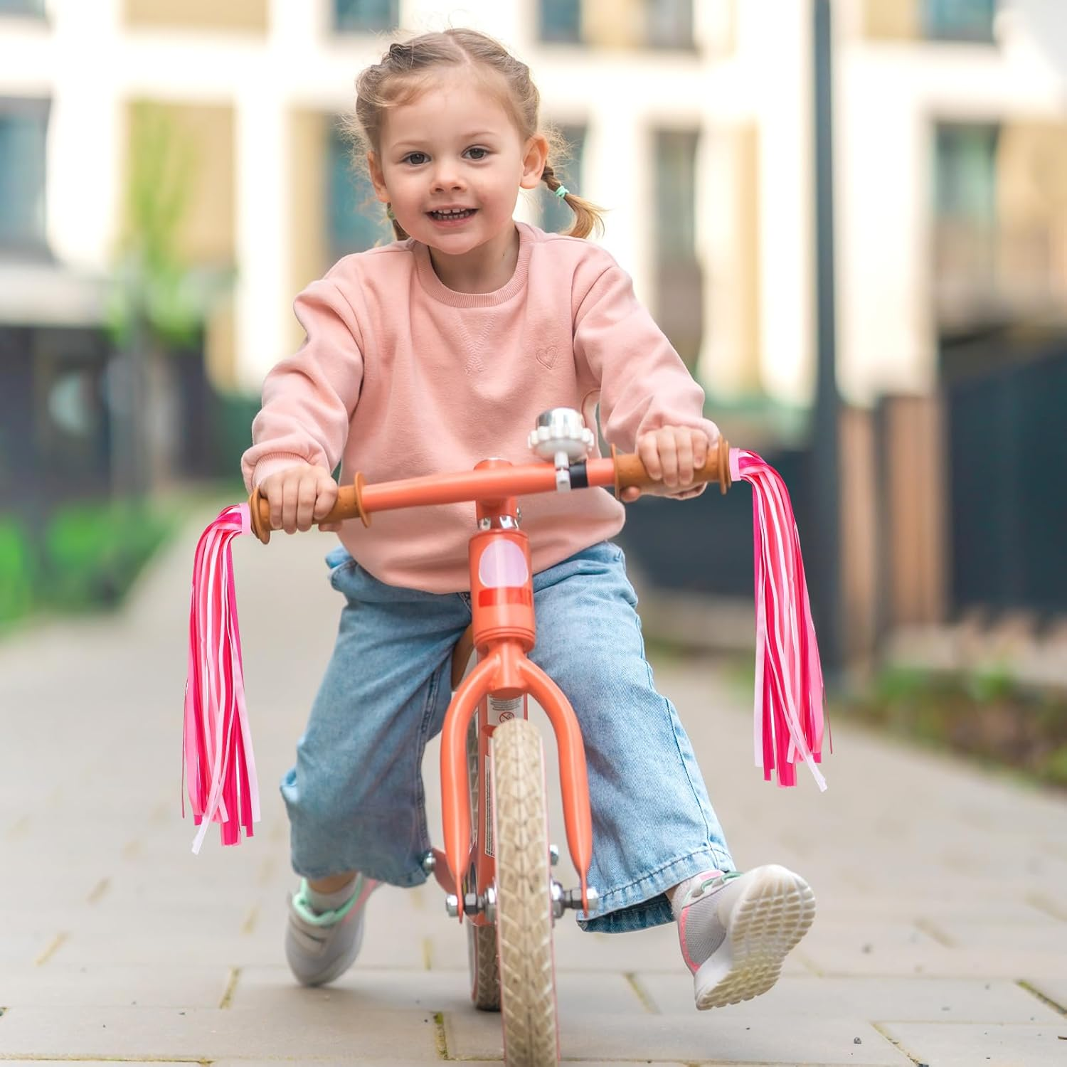 Bicycle Handlebar Streamers Colorful Tassels Ribbon Streamers Bike Decorations Polyester Material Scooter Bicycle Tricycle Handle Grips Accessories for Young Riders Pink image number 4