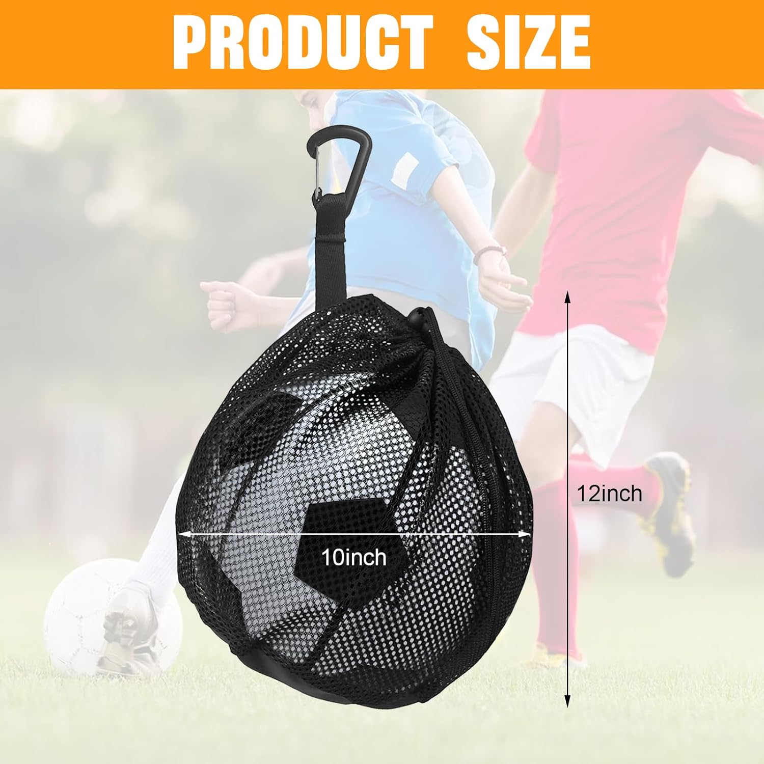 Single Ball Storage Bag with Mesh Carry and Zipper Pocket - Drawstring Sling Back for Carrying Basketball, Volleyball, Soccer, Football image number 6