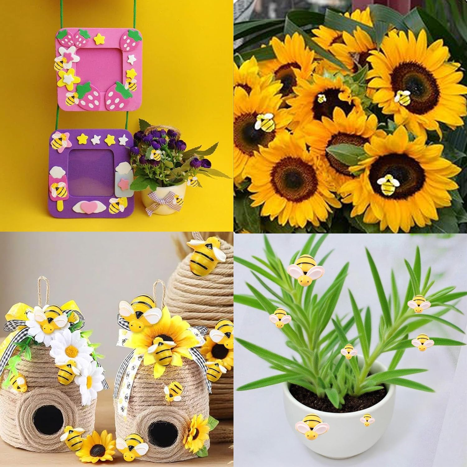 50 Pcs Small Resin Bees, 3 Sizes Tiny Resin Garden Bumblebees Embellishment, Bee Decors,Wreath Bees Decoration,Crafts Scrapbooking Party Home Decor,Birthday Party Table Decor