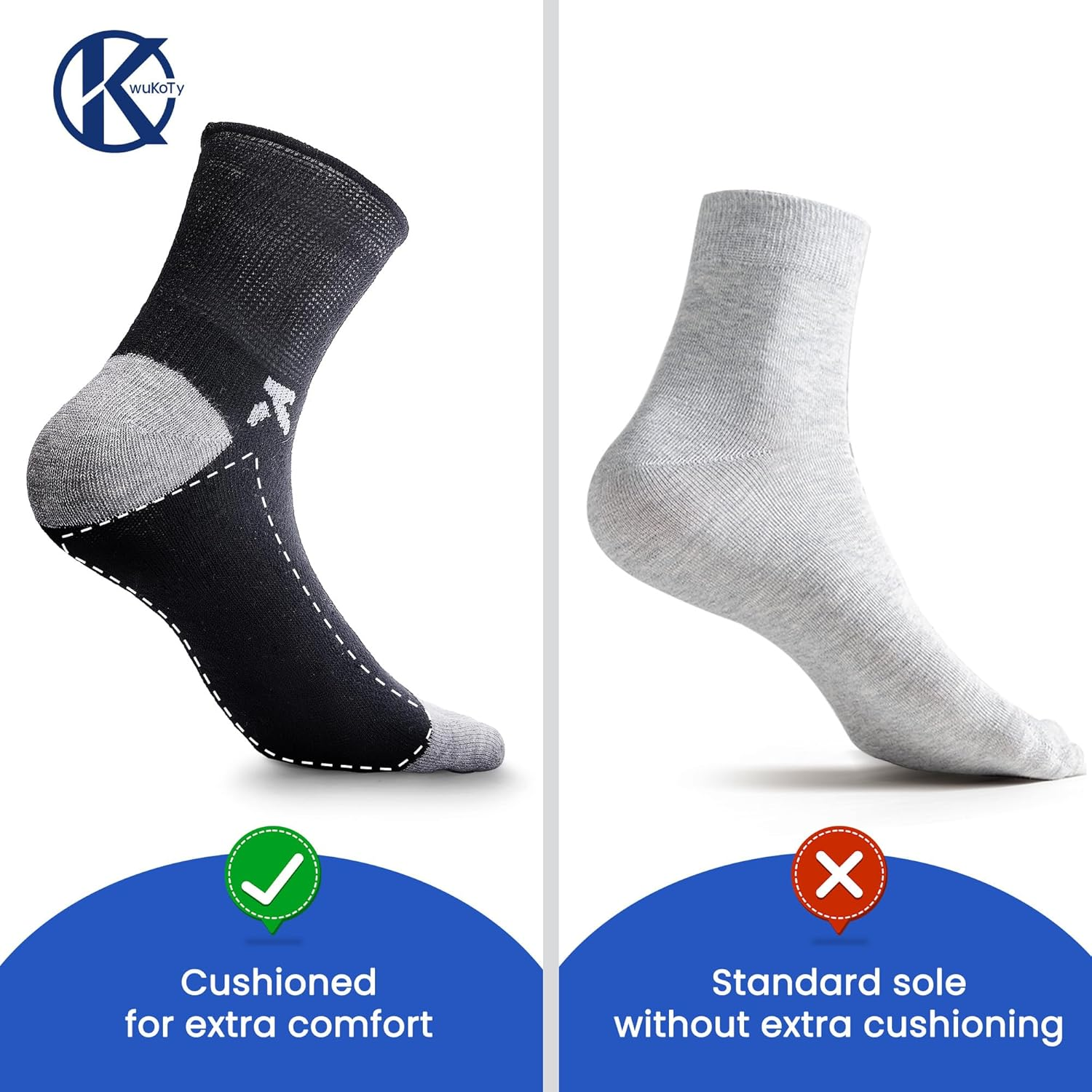 Diabetic Socks with Cushioned Sole | Combed Cotton | Non-Binding & Seamless | for Daily Wear & Sports | 3-Pack Ankle Height image number 3