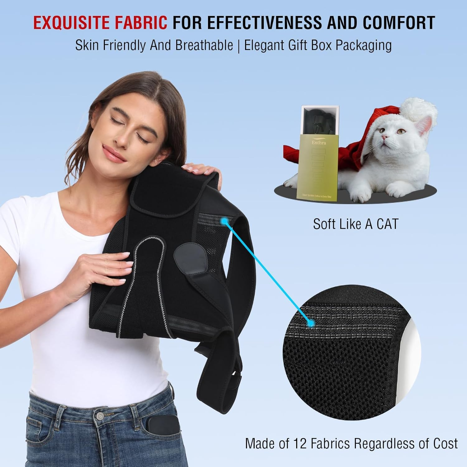 Shoulder Brace Posture Corrector for Women Men, Xinm Back Support Belt Lower Back Brace Scoliosis and Hunchback Correction Shoulder Support Spine Corrector Adjustable Posture Trainer - Black (Medium) image number 3