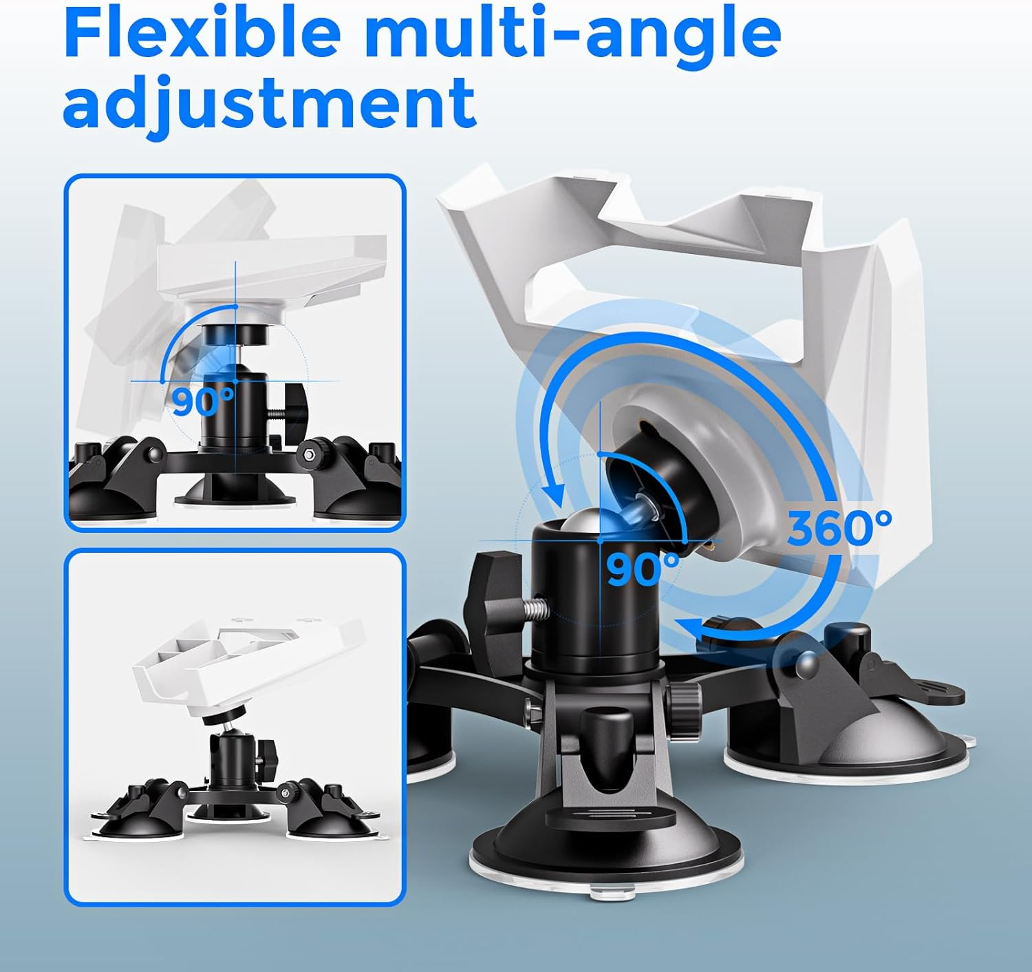 Starlink Mini Tripod Suction Cup Mount - 3X Heavy Duty Vacuum Grip, 360&deg; Adjustable ABS Anti-Slip Base for Car/Rv/Boat, Portable Installation image number 2