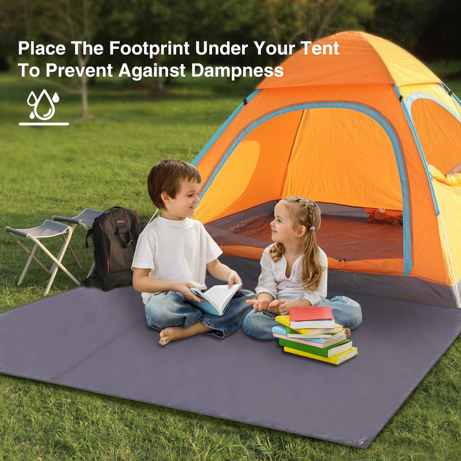 REDCAMP Waterproof Camping Tarp - 36"X83"/55"X83"/71"X83"/82"X82"/95"X83", 4 In1 Multifunctional Tent Footprint for Camping, Hiking and Survival Gear, Lightweight and Compact - 4Person image number 2