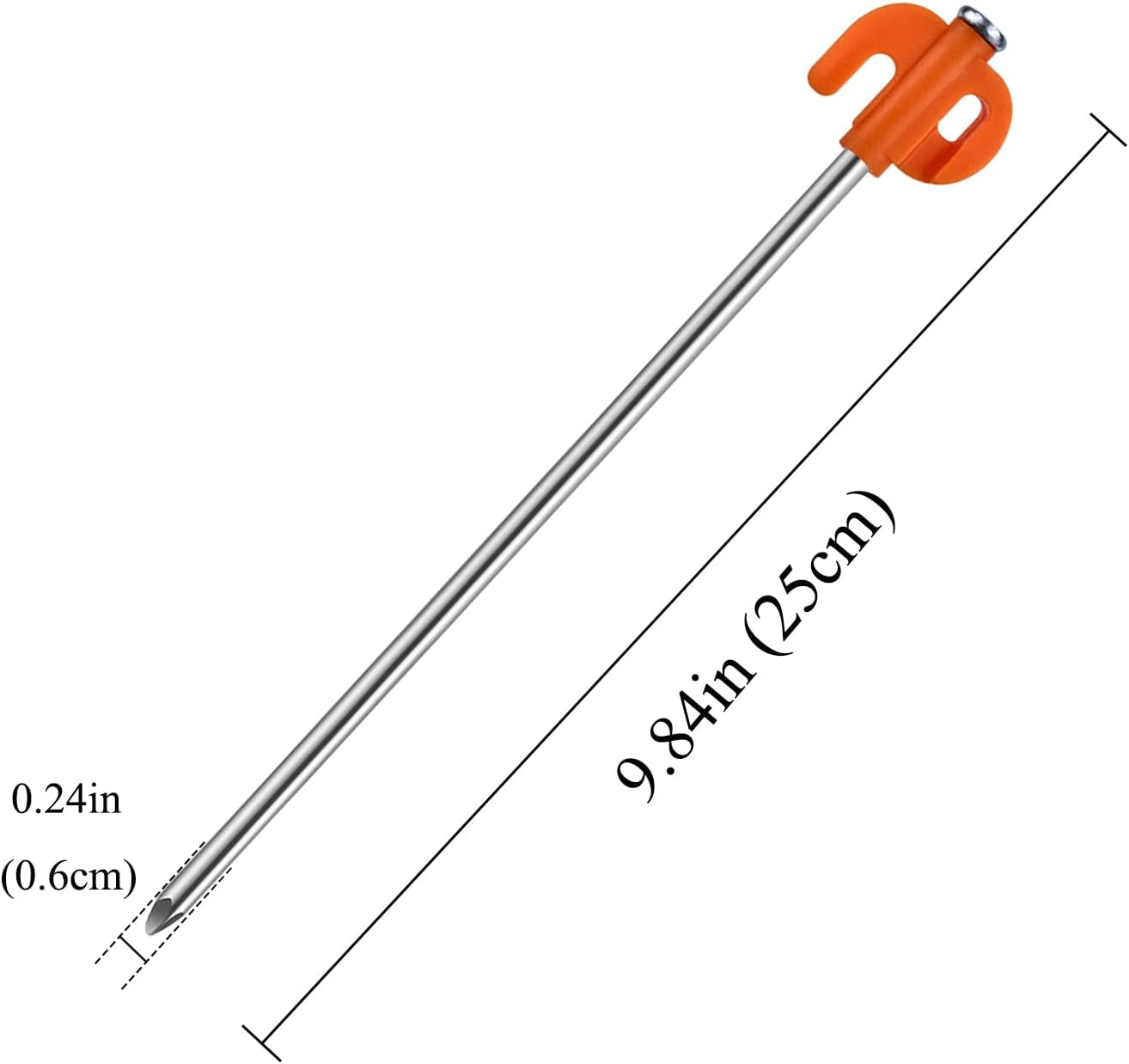 Tent Stakes, 20PCS Galvanized Ground Stake, 25Cm Non-Rust Metal Tent Pegs Camping Tent Spikes Anchors for Outdoor Canopy, Yard Stakes for Garden, Hiking -Organge image number 5