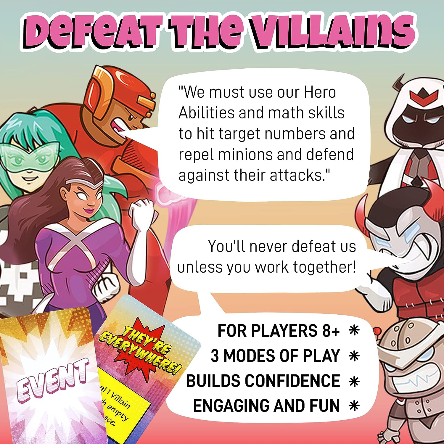 Genius Games Outnumbered: Improbable Heroes | Cooperative Superhero Math Game | 1-6 Players | Ages 10+ image number 3