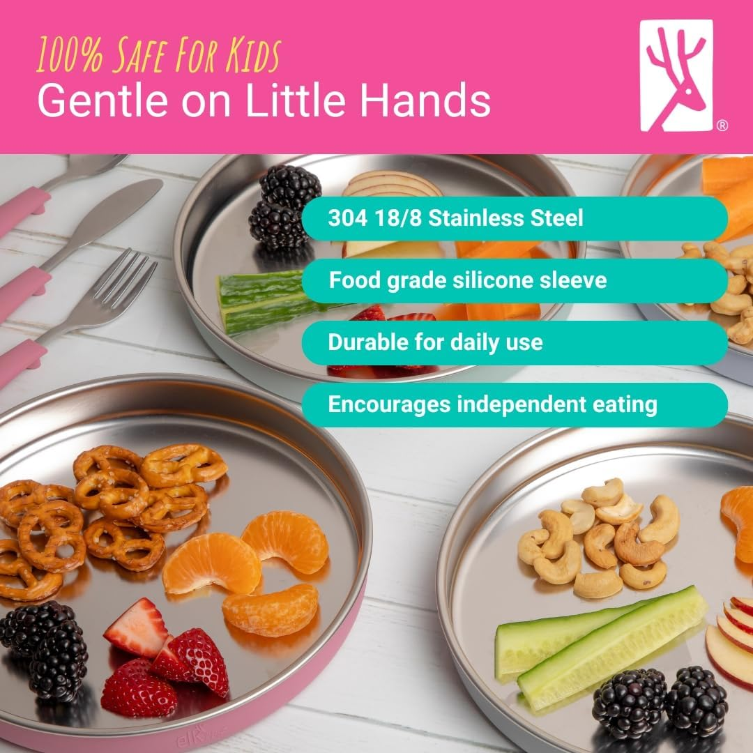 Elk and Friends Stainless Steel Non Divided Plate with Normal Sleeve image number 1