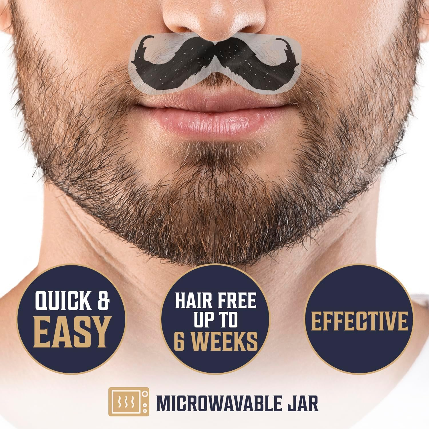 Viking Revolution Nose Hair Waxing Kit for Men - Quick Kit Men with 24 Wax Sticks - Nose Hair Wax Kit Includes Mustache Sticker Guard and Post-Wax Calming Wipes with Aloe Vera (3.5 Oz) image number 3