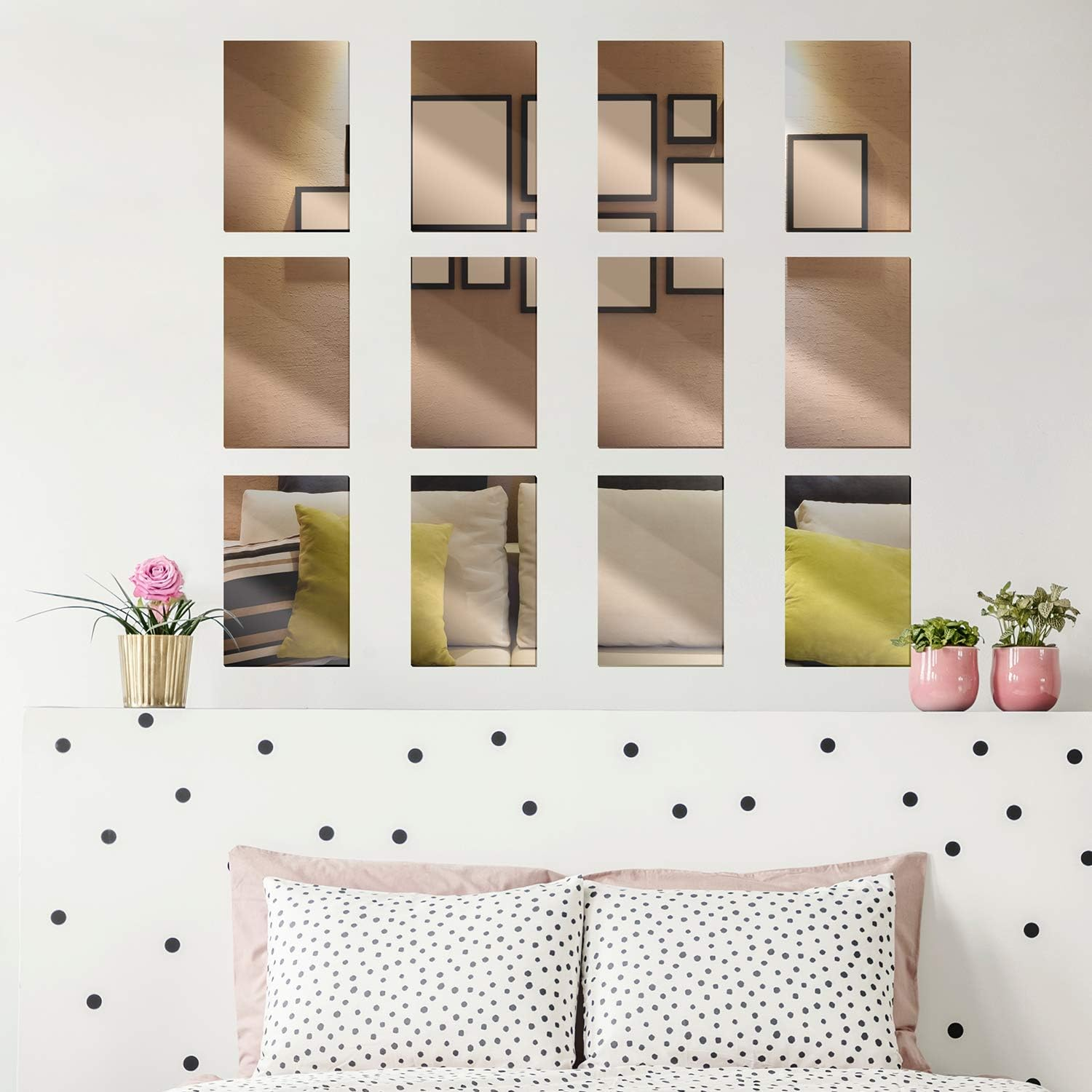 Elcoho 12 Pack School Mirrors Plastic Mirror Decor Flexible Mirror Sheets Self Adhesive Mirror Tiles Silver Mirror Board Card for School Educational or Home Decor image number 3