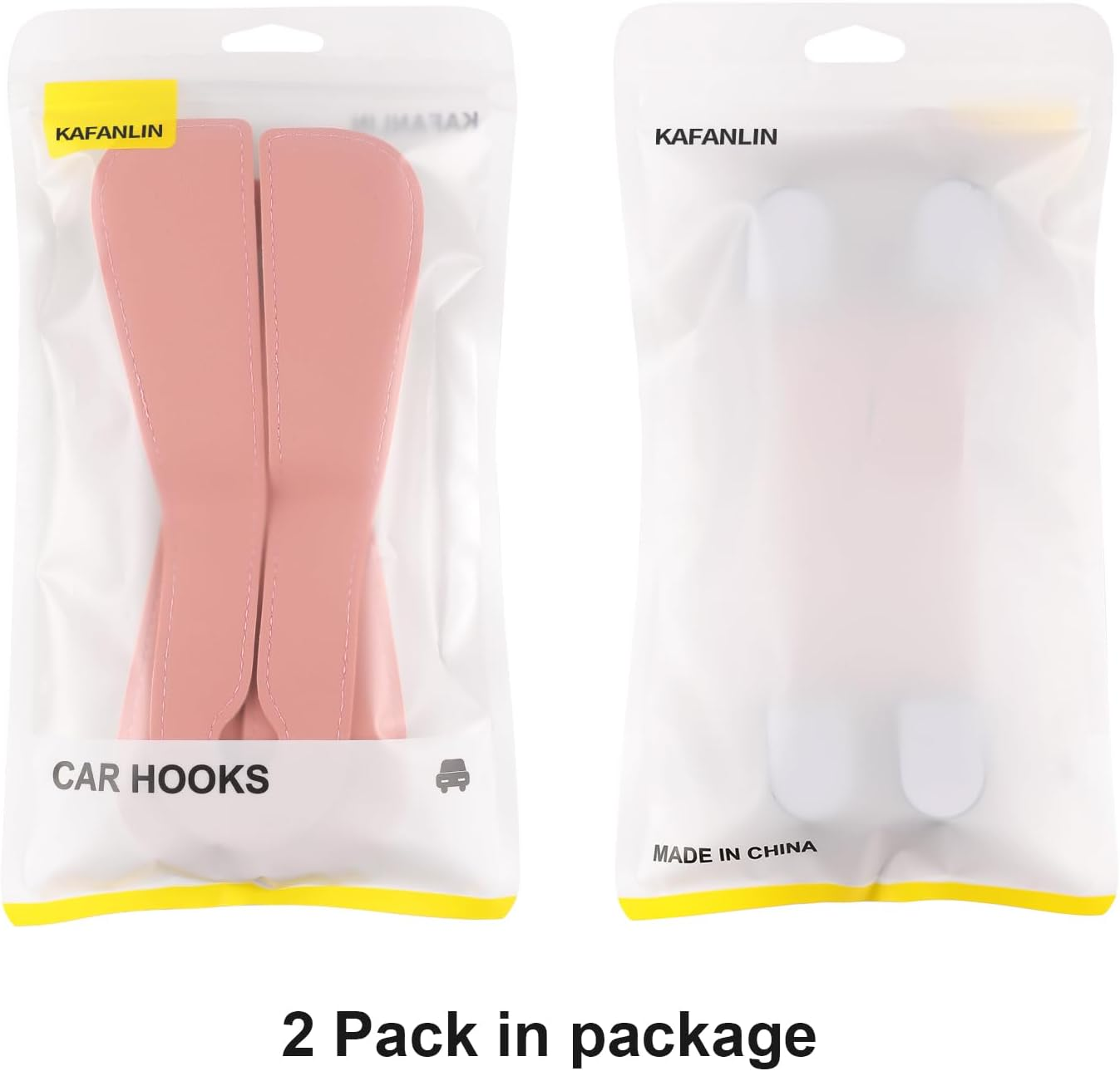 2 Pack KAFANLIN Car Headrest Hooks for Purses and Bags Cute Leather Car Seat Back Head Rest Double Hooks for Bags Cute Pink Beige Car Accessories Headrest Back Seat Handbags Hook (Black 2 Pack) - Kafanlin Gray 2 Pack image number 7