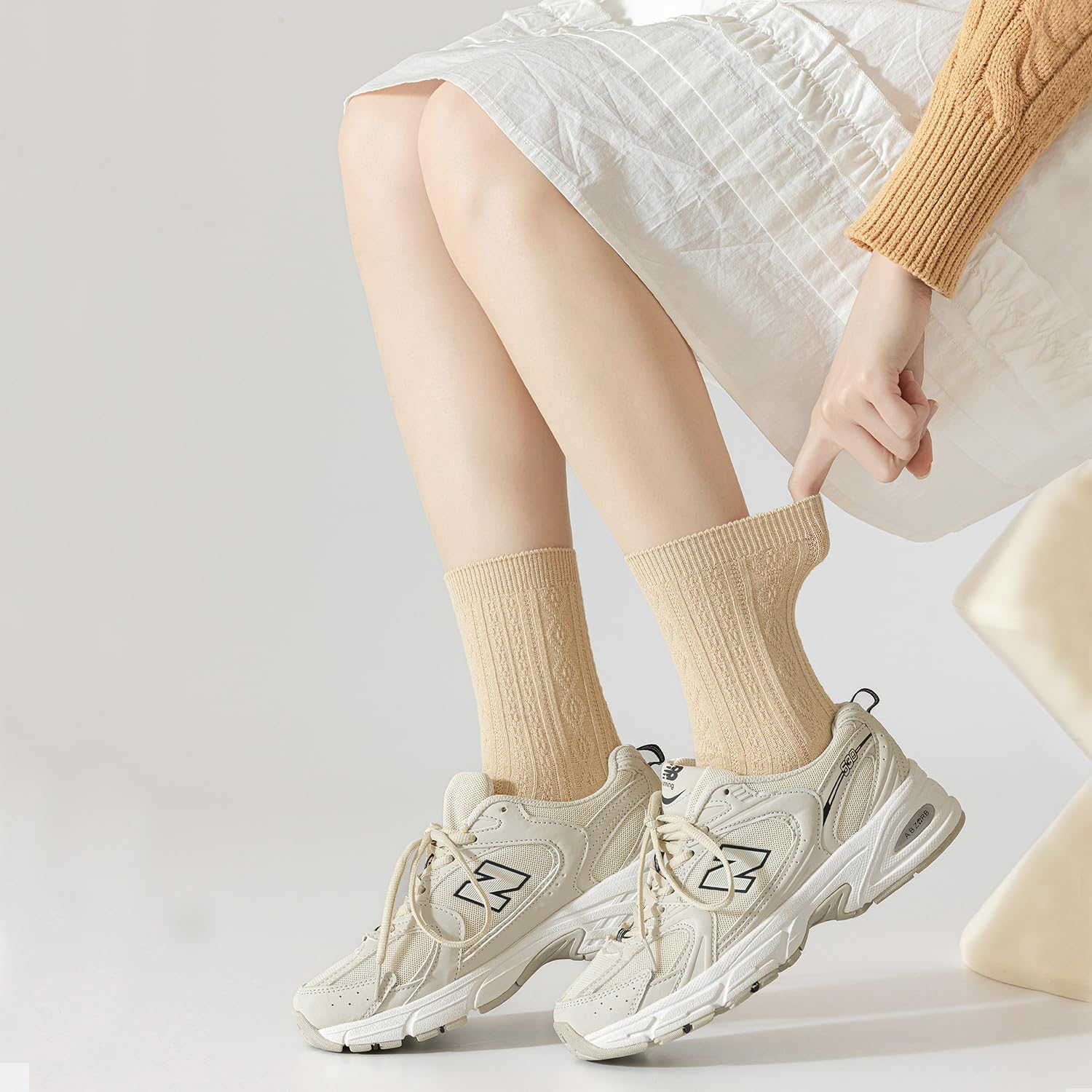 Mcool Mary Womens Crew Socks, Casual Knit Cotton Comfy Breathable Cool Dress Socks for Girls 6 Pack image number 1