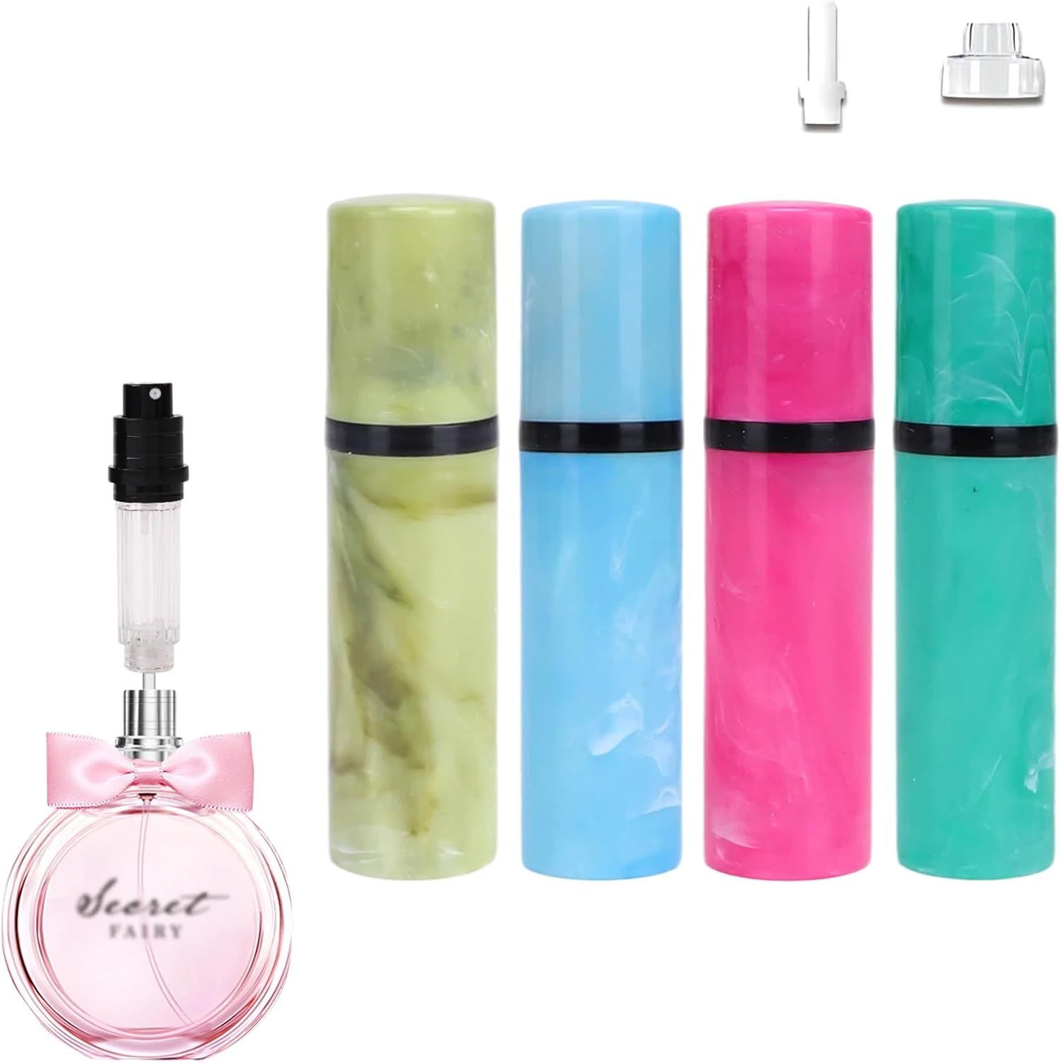 4PCS Perfume Atomiser Refillable Travel Bottle, Leakproof Travel Perfume Atomiser Mini Spray Bottle, Portable 5Ml Travel Perfume Bottle for Handbag Purse Pocket