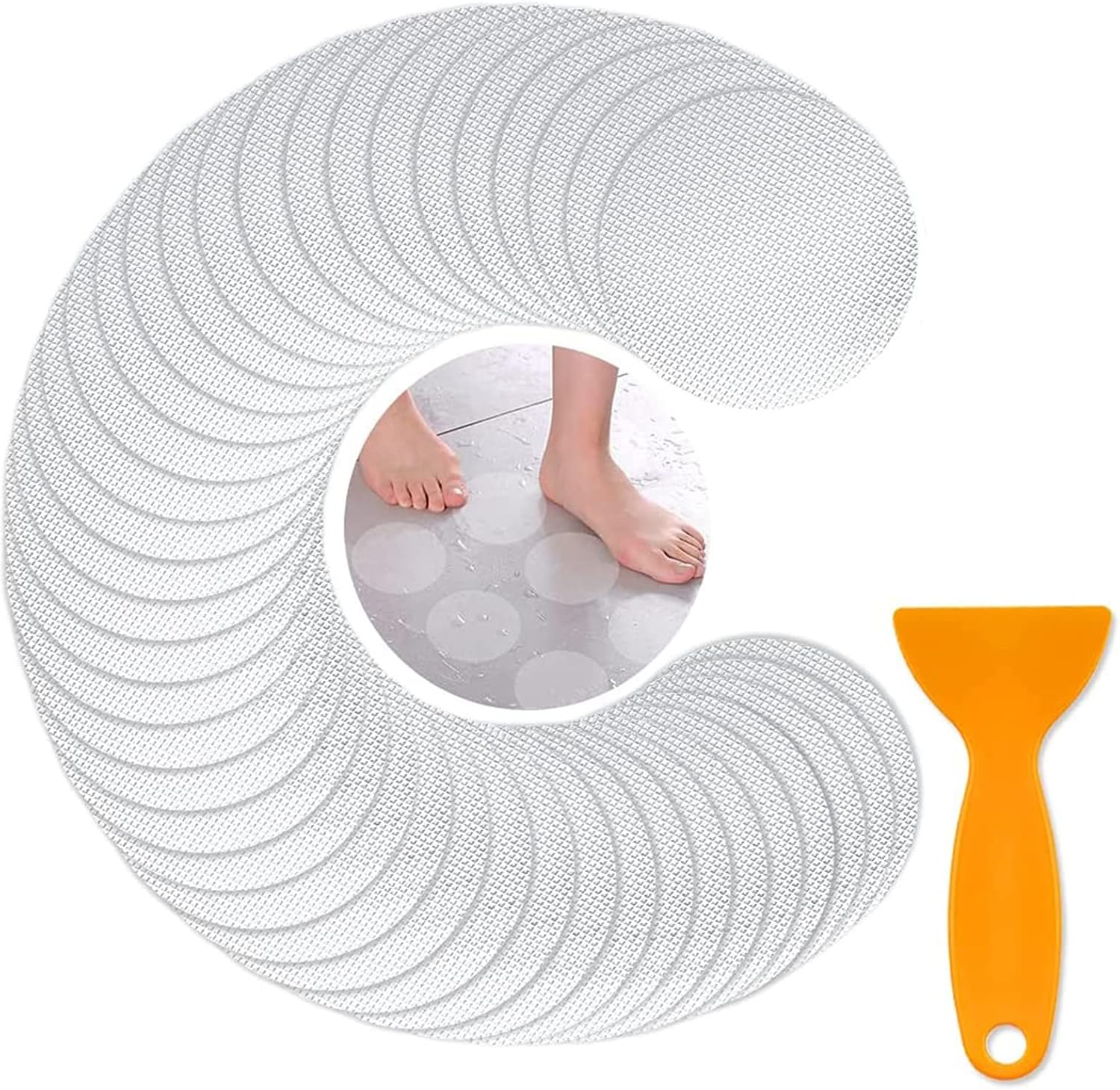 Bath Tub Stickers, Non Slip Bathtub Treads, anti Slip Shower Sticker, Safety Discs Decals Tape for Slippery Tubs Showeroom Floor Stairs(Slip Resistant Decals, Clear)