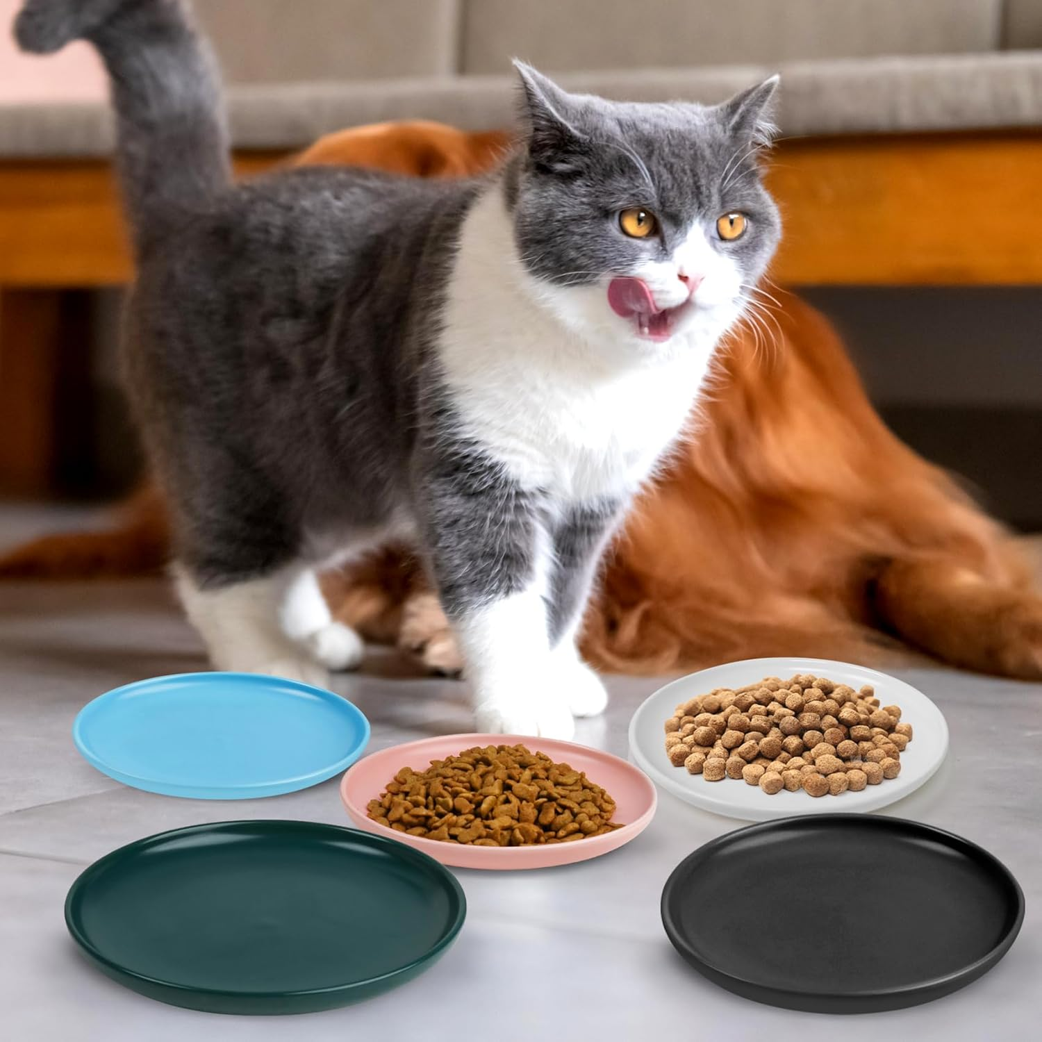 Ceramic Cat Bowl, Set of 5, Feeding Bowl, Cat Ceramic Cat Feeding Bowl for Kittens and Small Animals, Cat Food Bowl, Flat Feeding Bowl, Cat Bowl Set image number 6