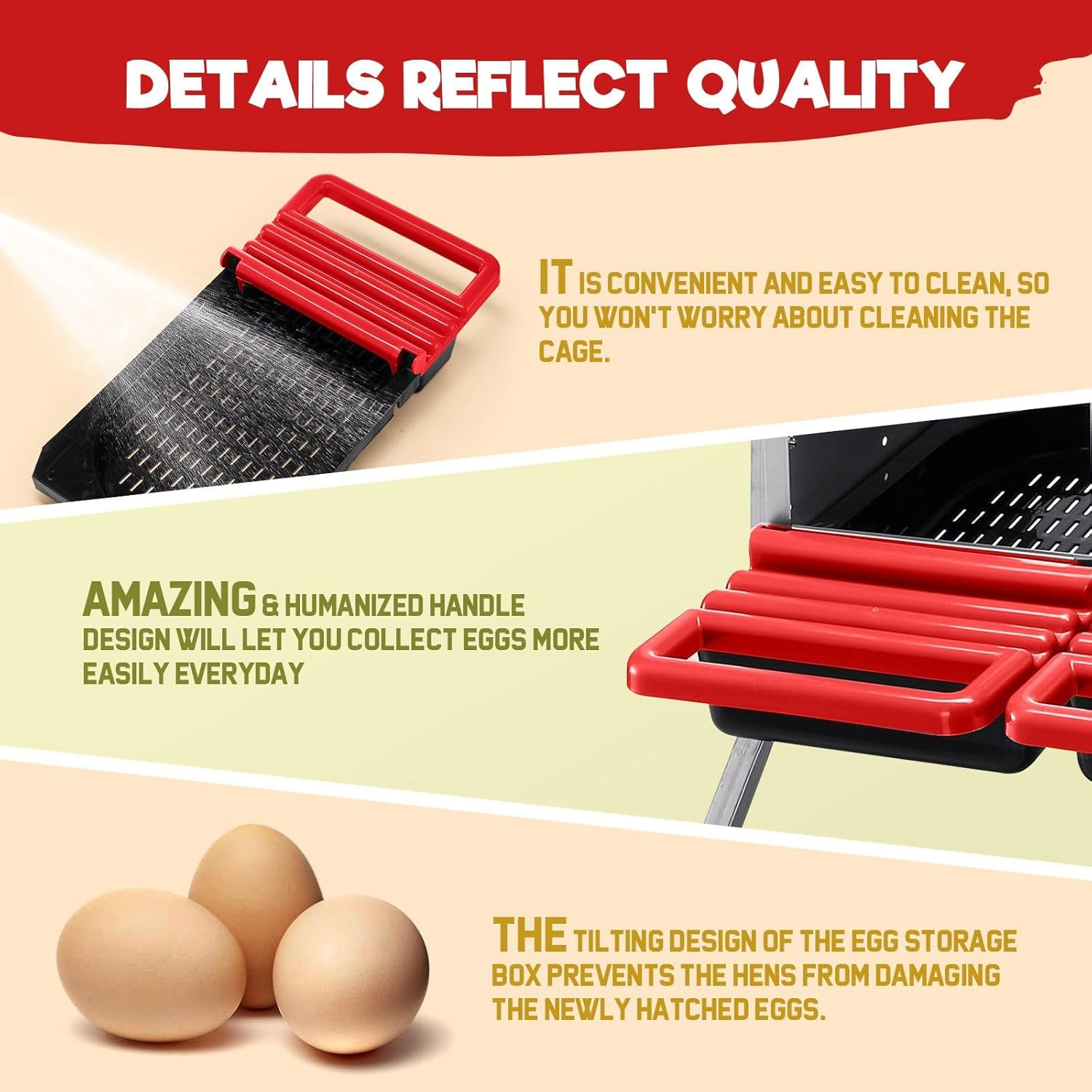 3 Hole Chicken Nesting Box Roll Away Hen Laying Nest Boxes Chook Coop Egg Brooder Poultry Roost Perch Galvanised Steel Plastic with Stand