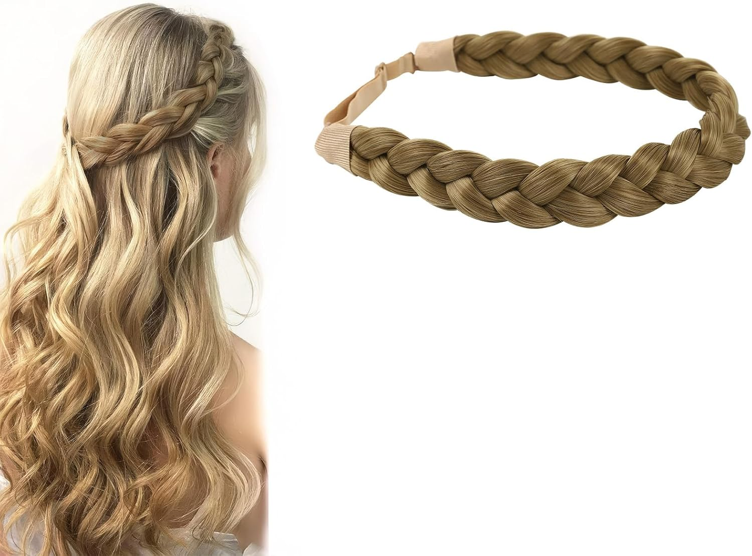 DHWEKU Costume Headband Dirndl Hair Band Braided Headband Women'S Braided Headband Hair Band 3 Strands Synthetic Hair Costume Headband Hairpiece for Wedding Christmas image number 4