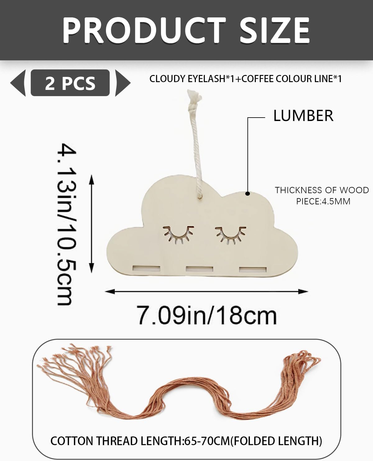 IPNSDON 1 Piece Scandinavian Style Wooden Piece Clouds Hair Clip Organiser, Girls Hair Clip Organiser, Hair Clip Holder with Hair Clip Organiser (A) image number 2