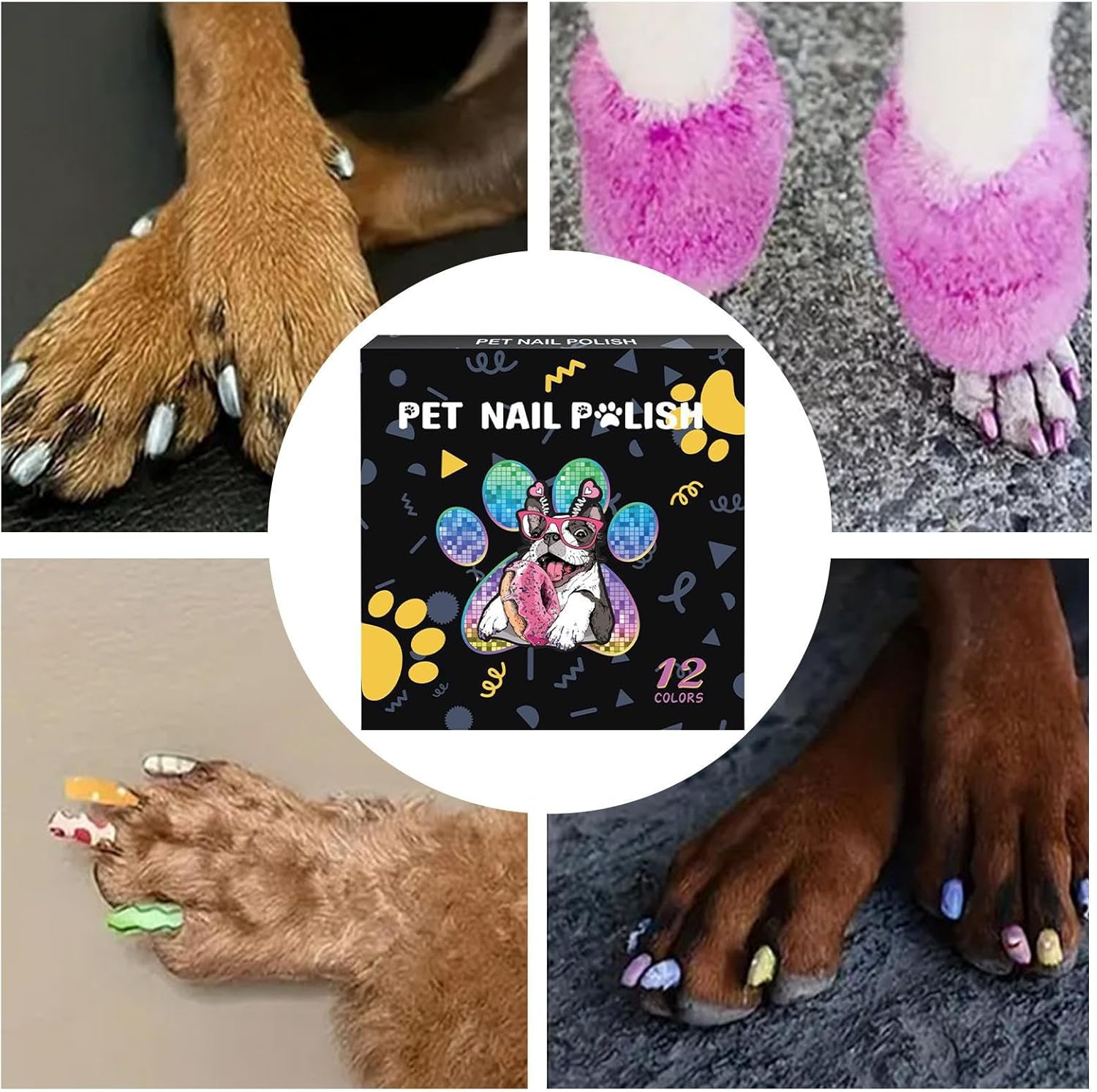 Mlqkpwy Nail Polish for Dogs - 12-Color Quick Dry Cat Nail Polish for Grooming - Small Animal Grooming Supplies for Daily Travel Party Events Decoration Photo Shots Holiday Birthday image number 3