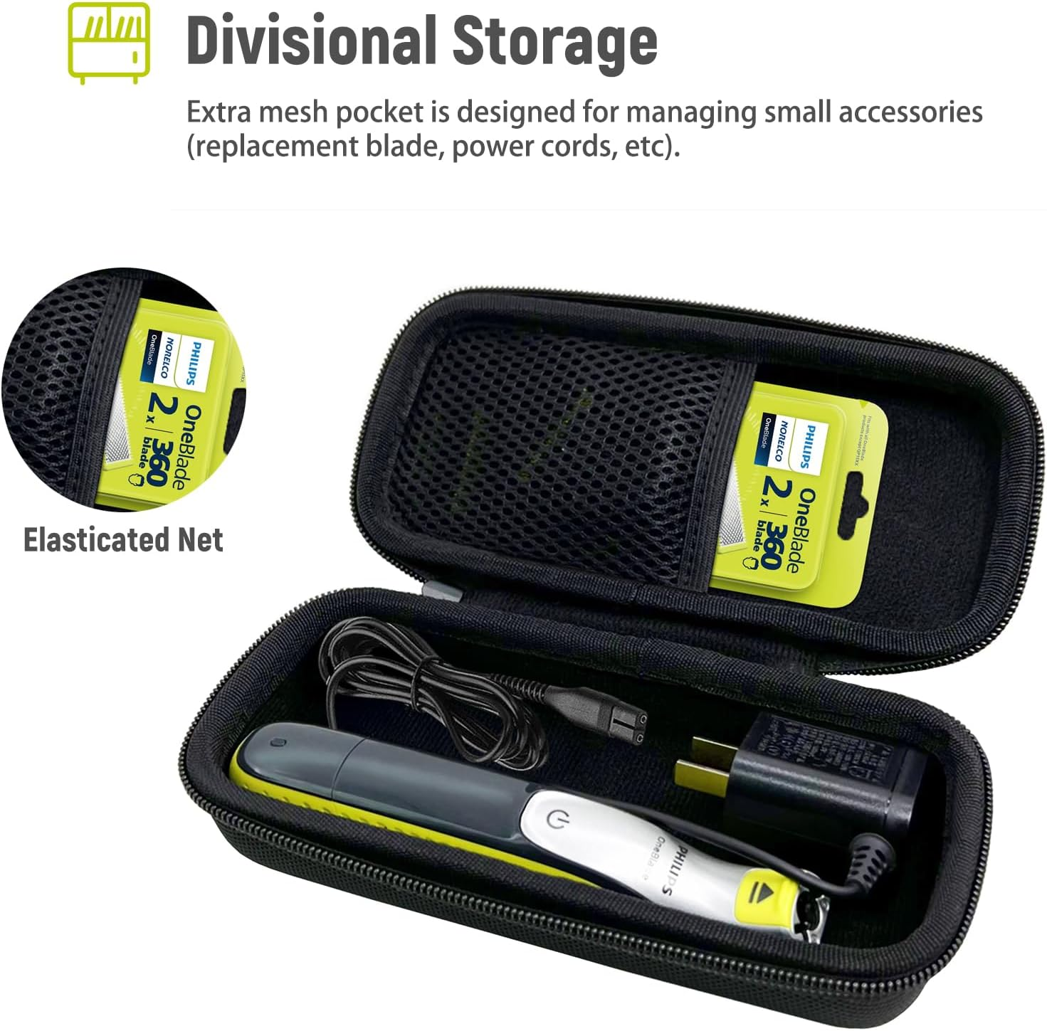 Hard Case Compatible with Philips Norelco Oneblade Electric Trimmer and Shaver, Travel Organizer Case for QP2520 QP2530 QP2620 QP2630 QP2724 QP2834 image number 6