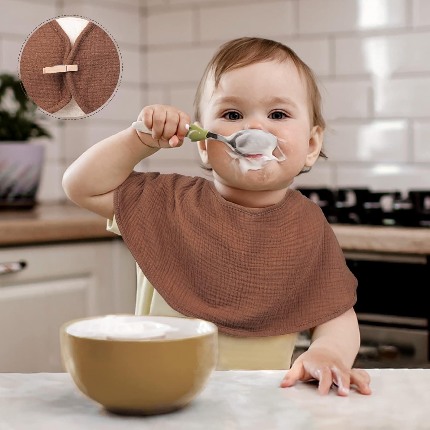 Lulumoon Muslin Burp Cloths for Babies: 100% Soft Cotton Large Burping Cloths - Neutral Baby Burp Rags for Boy and Girl - Absorbent Burp Cloth for Spit-Ups 6 Pack - Pink image number 3