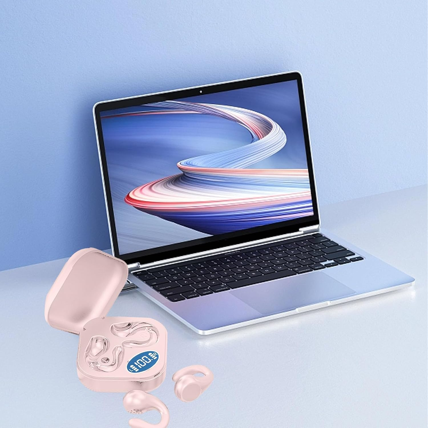 Wireless Hifi Headphones with Open Ear and Power Indicator, Safe and Comfortable, Wireless Connection, Long Standby Time, Lightweight and Portable (Pink) image number 3