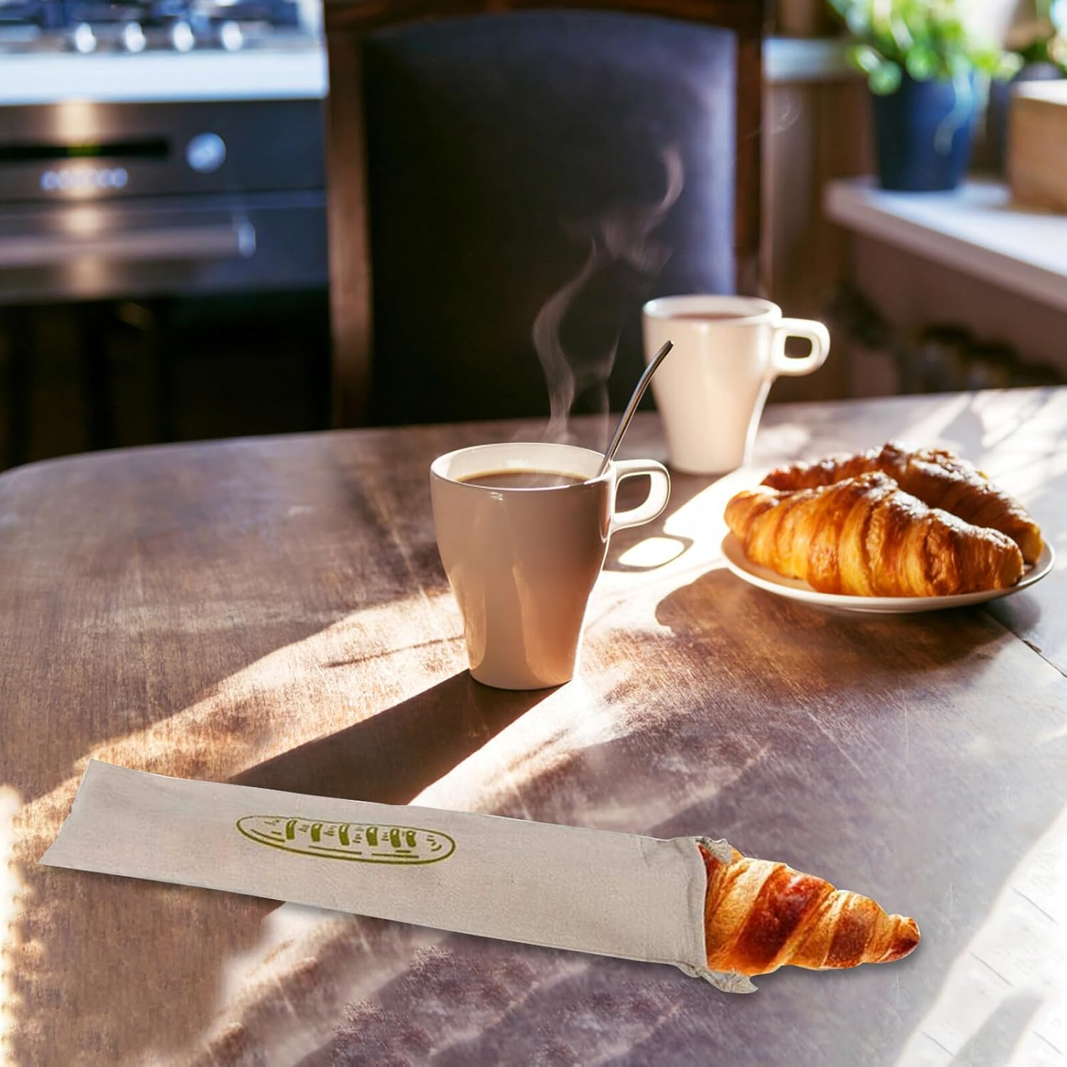 QUMIIRITY Organic Linen Bread Bag with Drawstring Closure Reusable Unbleached Cotton Storage Pouch for Homemade Bread Fruits Vegetables and Snacks Multipurpose Grocery Storage Bag image number 3