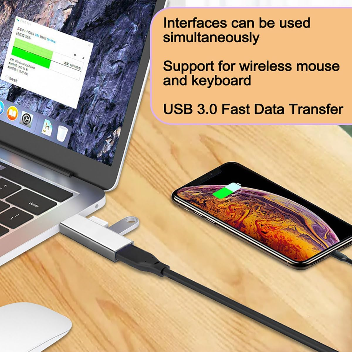 5Pcs USB C to USB Adapter, USB a to USB-C Adapter USB 3.0 Hub Type C to USB Adapter USB Hub Splitter Extension OTG Adapter, USB C Female to USB Male Adapter Fast Charging for Iphone Samsung PC Macbook image number 6
