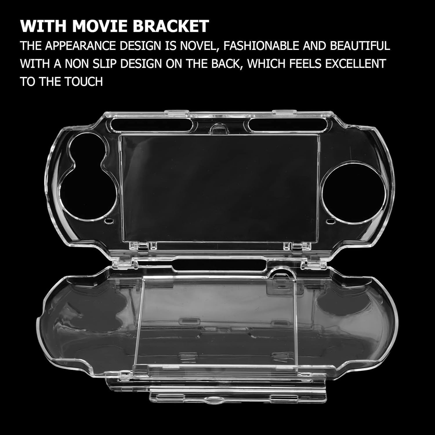Liyquint Transparent Shockproof Hard Case for PSP 2000/3000, Scratch Resistant with Movie Bracket, Lightweight Protective Cover Compatible with PSP 2000 (Transparent)