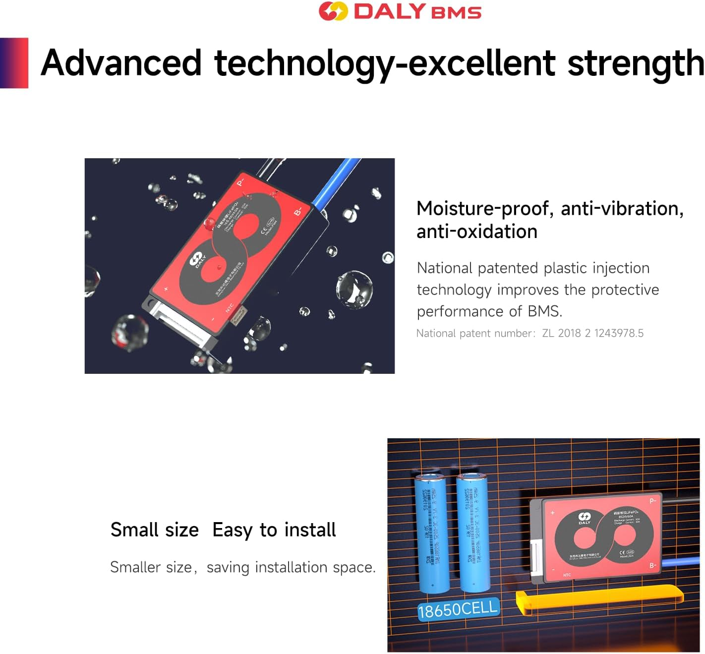 DALY 16S 60V 60A Li-Ion BMS Protection Board with Balance Wire and Temperature Sensor for Lithium Battery Pack image number 2