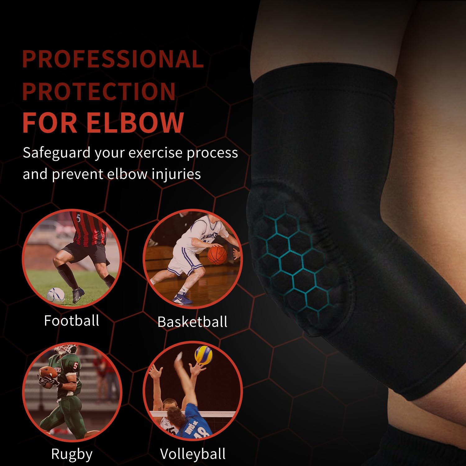 Padded Elbow Pads,Basketball Shooter Sleeves Volleyball Arm Sleeves for Youth Adluts image number 5