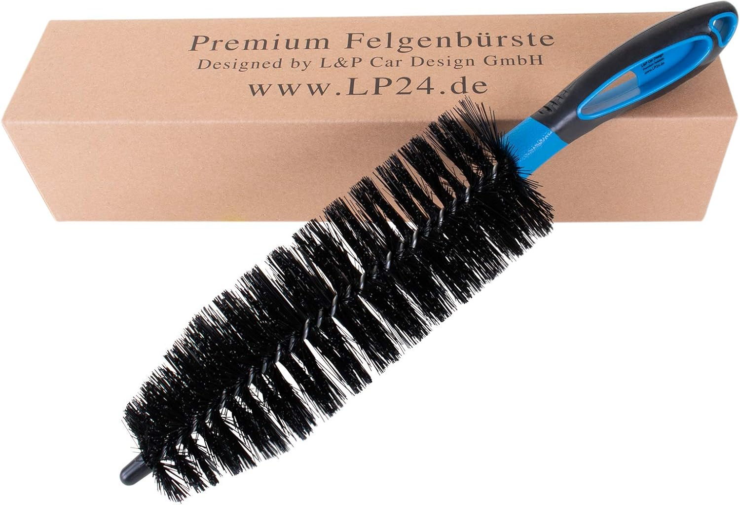 L&P A351-4 Premium Wheel Rim Brush Long Car Motorcycle Rims Aluminium Wheels Brush Gentle Effective 36 Cm Cleaning Brush Wheels Rim Cleaning Care Professional Quality (1 Piece Black Blue) image number 3