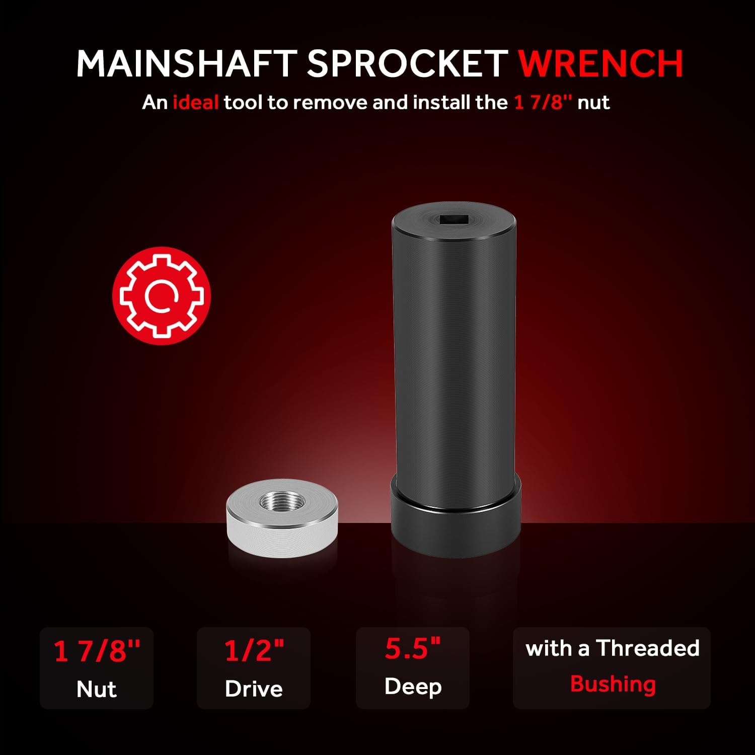 Mainshaft Sprocket Wrench Compatible for 1936-2006 Harley-Davidson Big Twins Engine & 1999-2006 Twin Cam, 1 7/8" Main Shaft Pulley Socket Tool image number 1