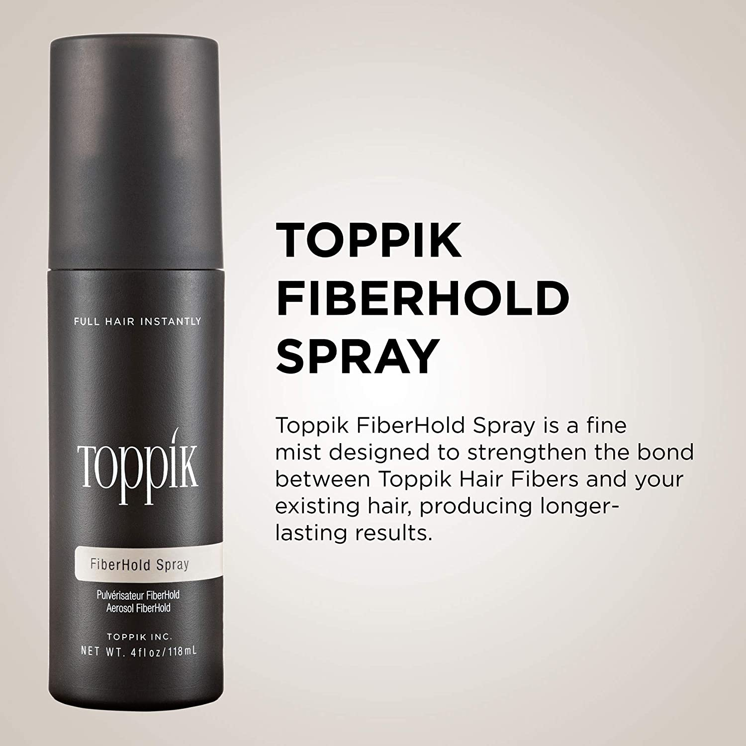 Toppik Fibre Hold Spray - Maintains Hair - Natural & Fuller Look - Pleasant Scent - Easy to Apply - for Men & Women - Long Lasting - Hair Care - Hair Loss Products - 118Ml