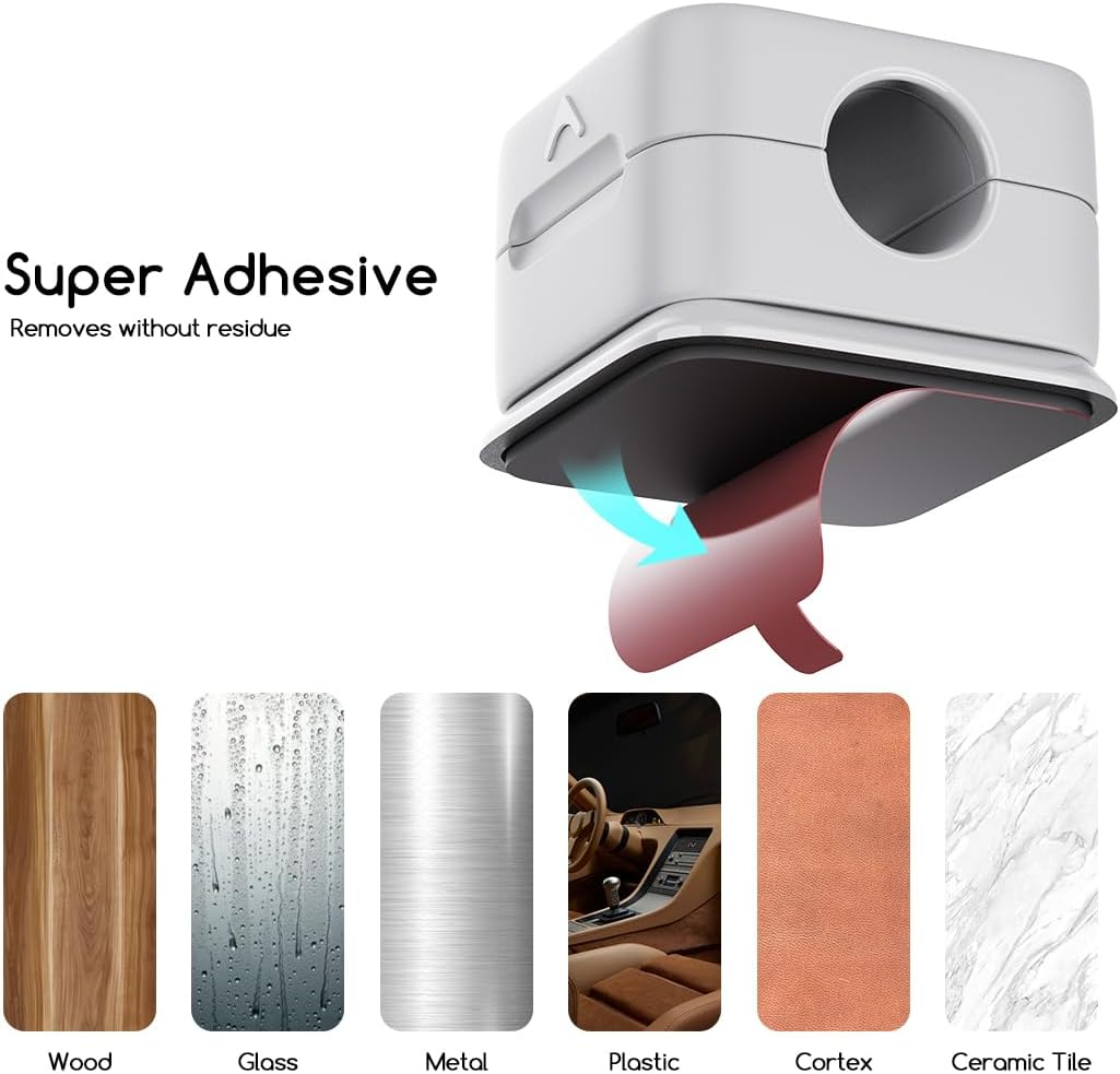 Cord Organizer Holder, 6 Pack Magnetic Desk Cable Clips Management, Hide Phone Charging Cable Keeper, Strong Adhesive Wire Charger Holder for Nightstand, Kitchen Appliances, Office Supplies image number 2