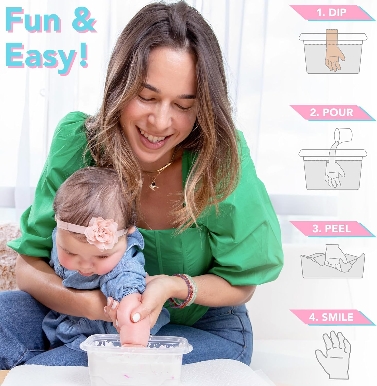 Luna Bean Baby Footprint & Hand Casting Kit &ndash; Premium Newborn Infant Keepsake - New Mom Gifts, Baby Shower Gifts for Girls and Boys image number 2